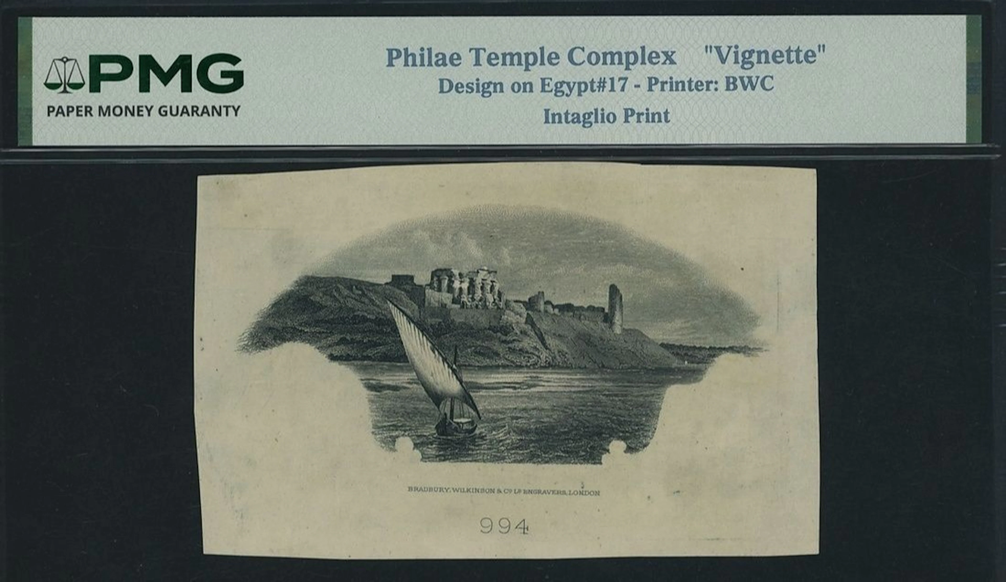 National Bank of Egypt, intaglio print vignette for design of 100
