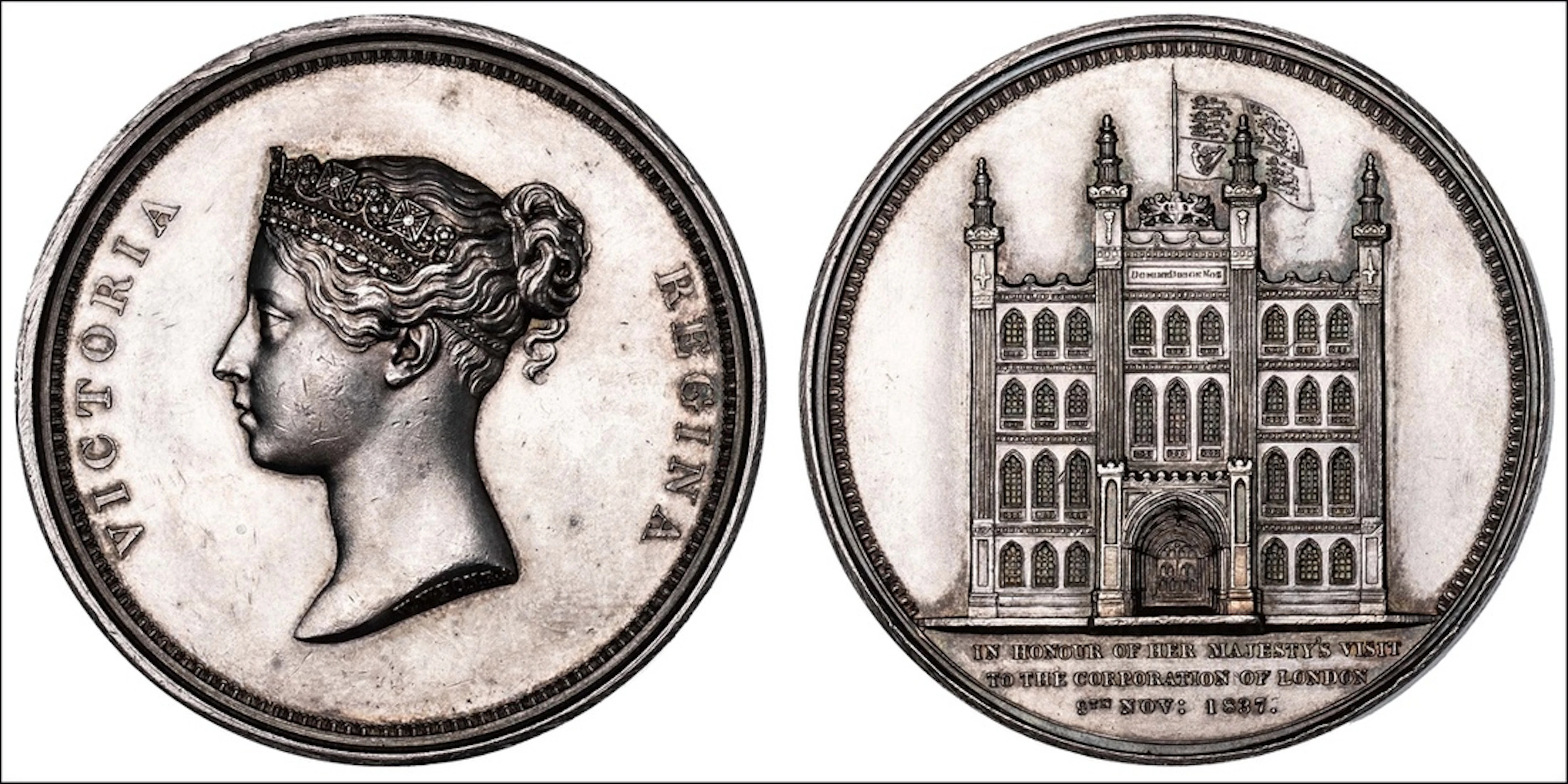 1837 Wyon City medal in silver complete with original case lined with