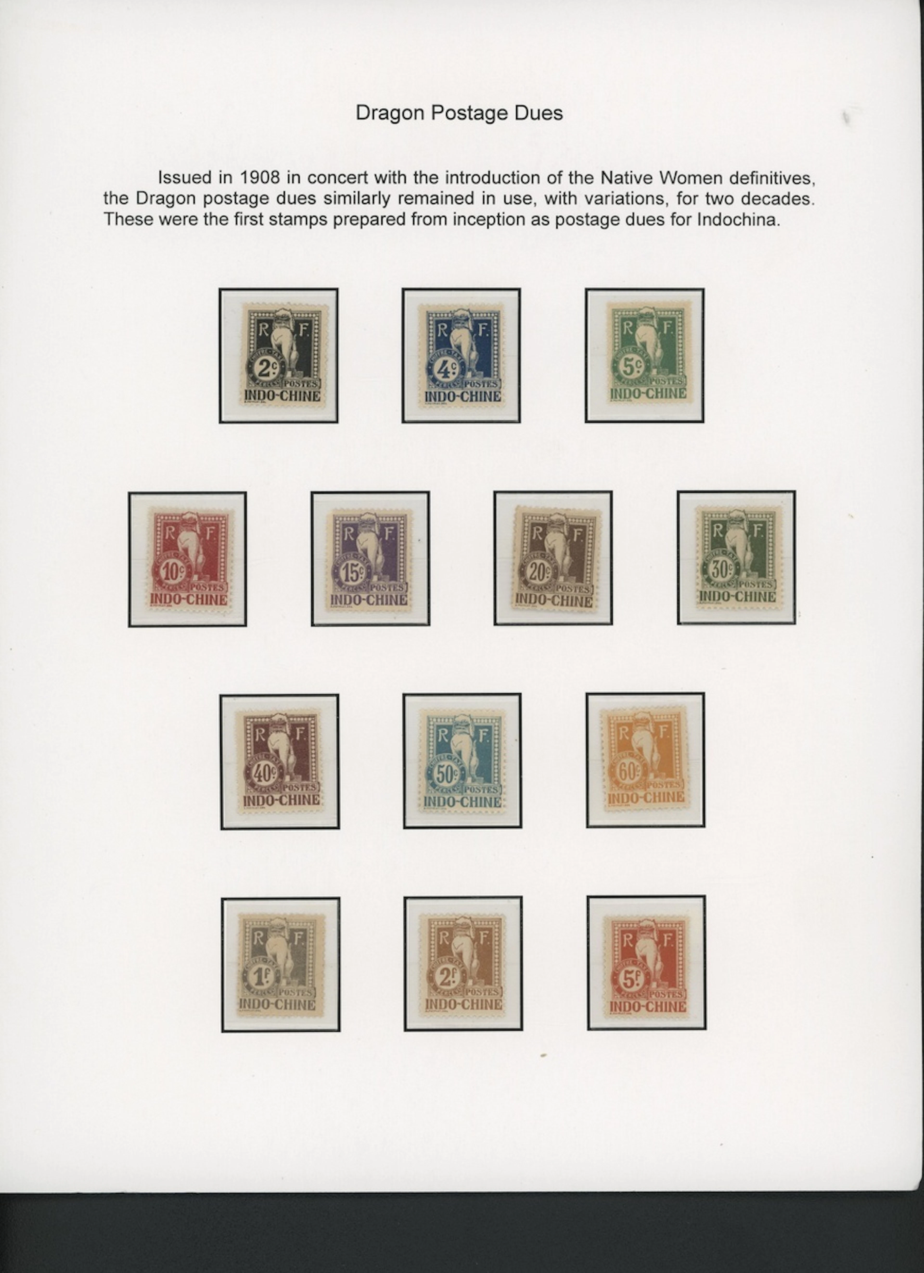 Indo-China French Indo-Chinese Post Office 1908 Dragon Postage Due issue