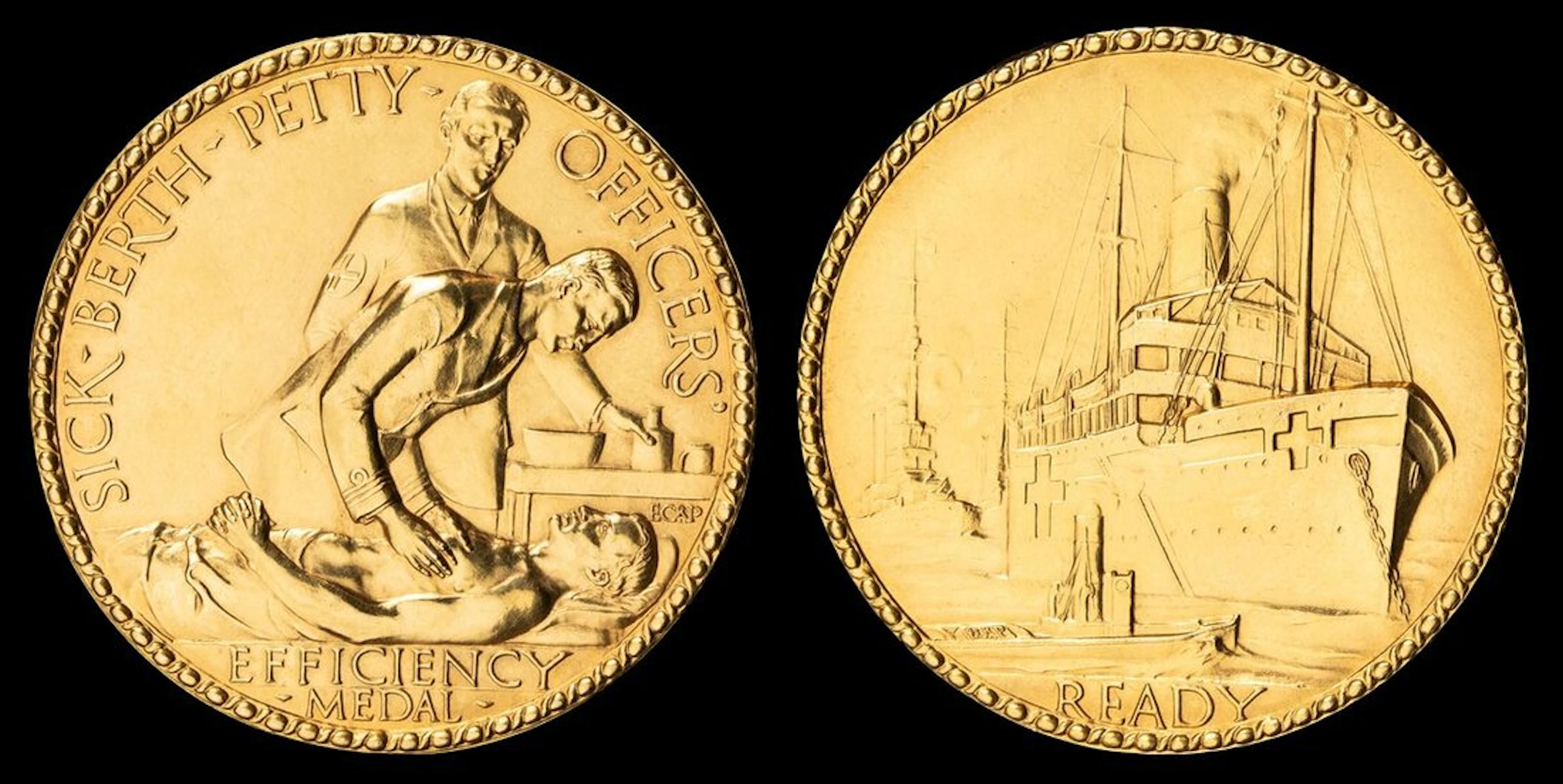 Sick Berth Petty Officers' Efficiency Medal, gold medal, 38mm., (S.B.P.O.