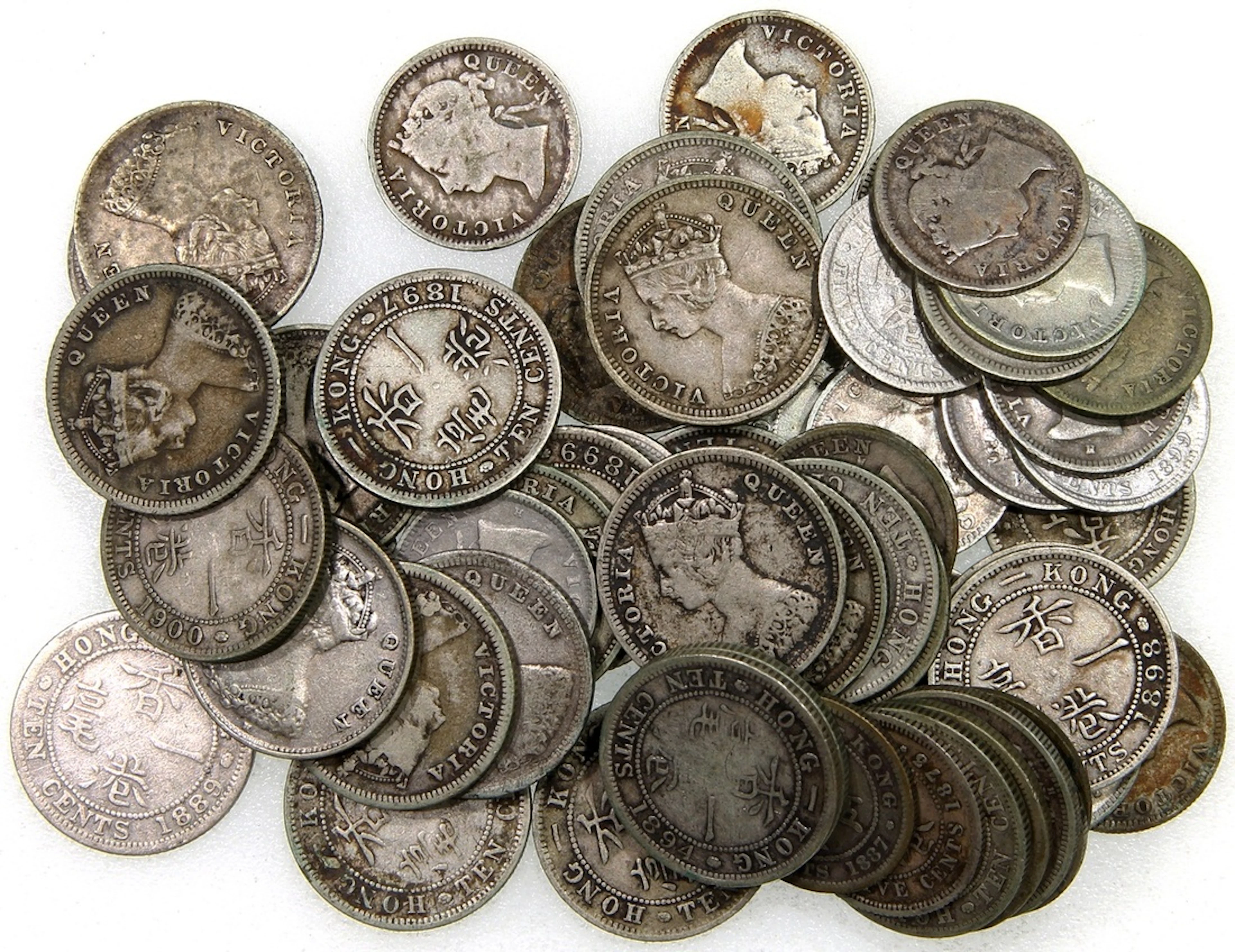 Hong Kong, Victoria, a group of, including, 5 cents (28), 10 cents (30)