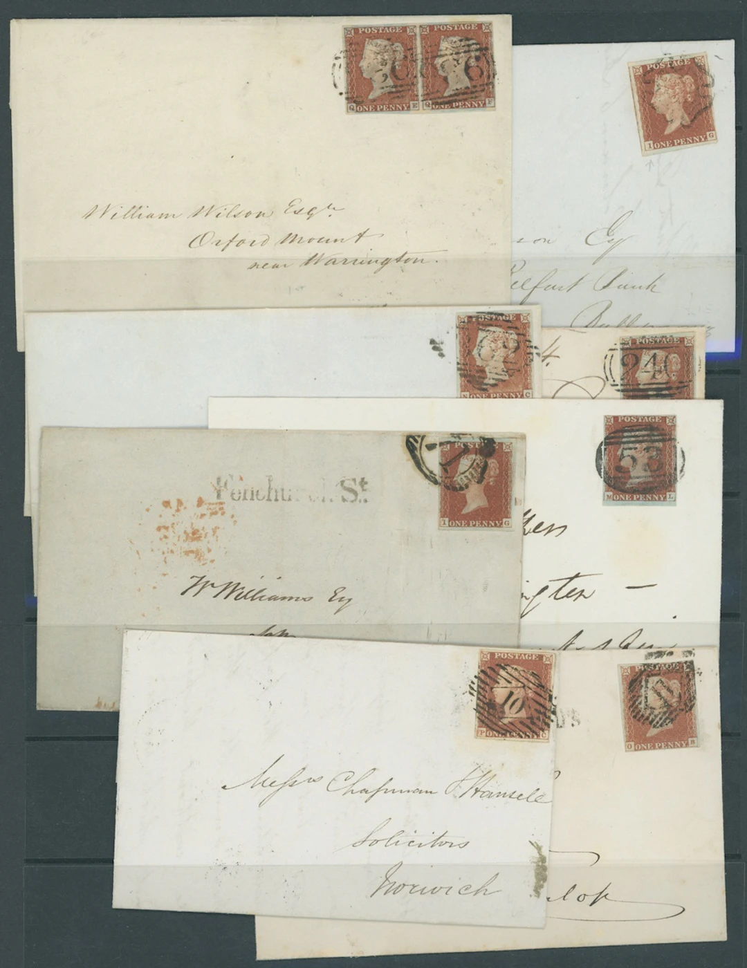 Great Britain 1841-53 One Penny Red-Brown Mixed Plates Plates 36 (2)
