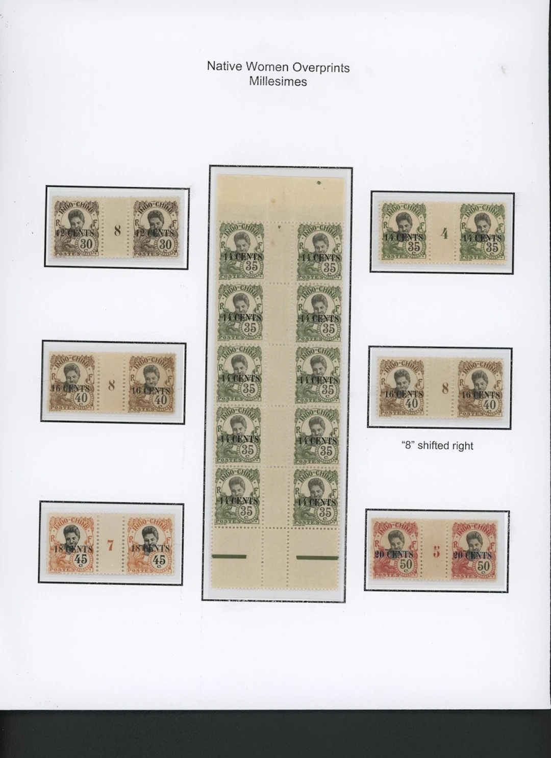 Indo-China French Indo-Chinese Post Office 1919 Native Women overprinted issue