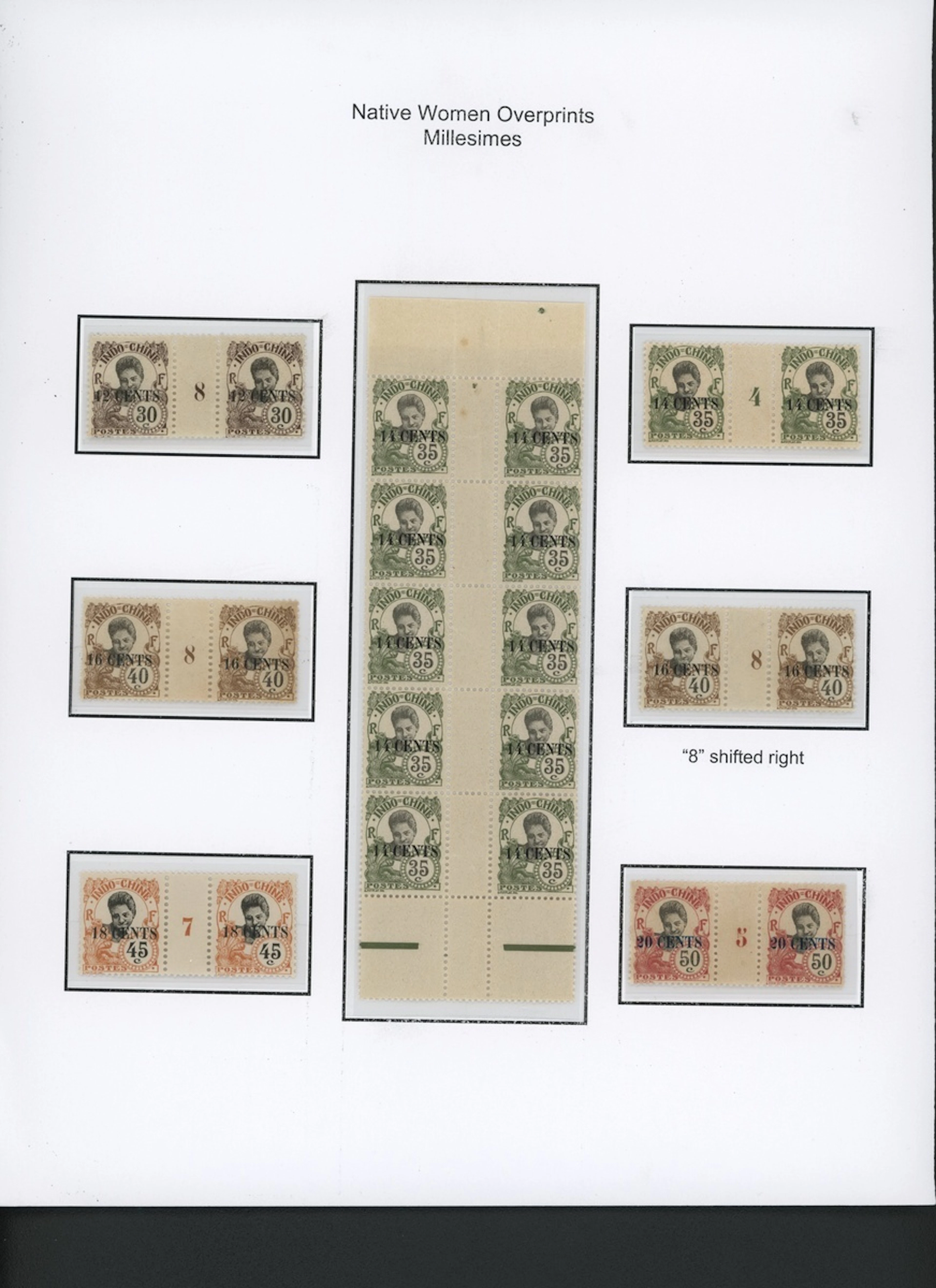 Indo-China French Indo-Chinese Post Office 1919 Native Women overprinted issue