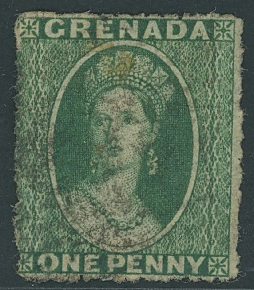 Grenada Issued Stamps 1875 (Dec.) watermark Large Star, perf 15, 1d.