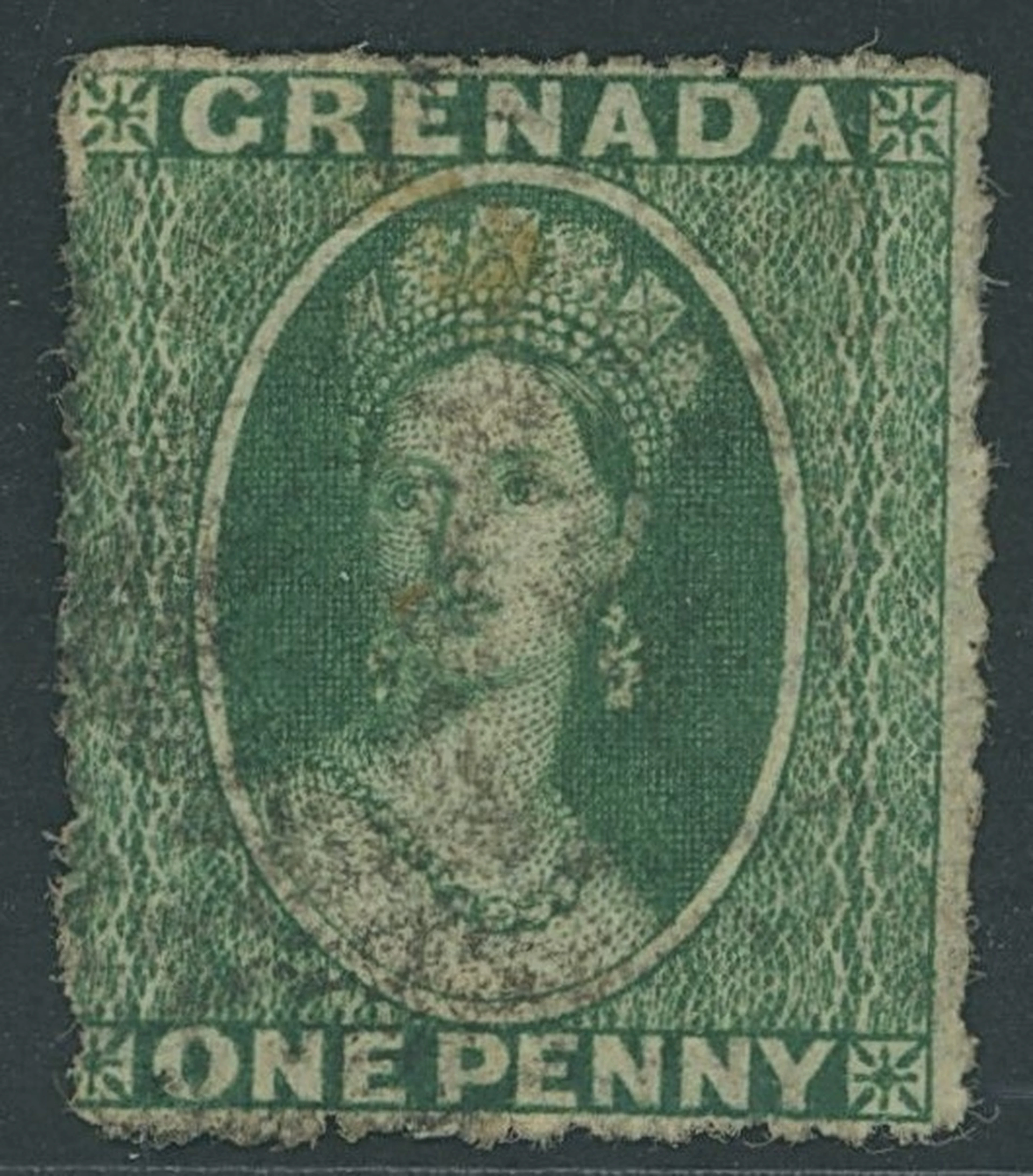 Grenada Issued Stamps 1875 (Dec.) watermark Large Star, perf 15, 1d.