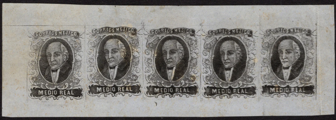 1856-1883 Classic Period 1856, ½r. black on greyish blue paper, proofs