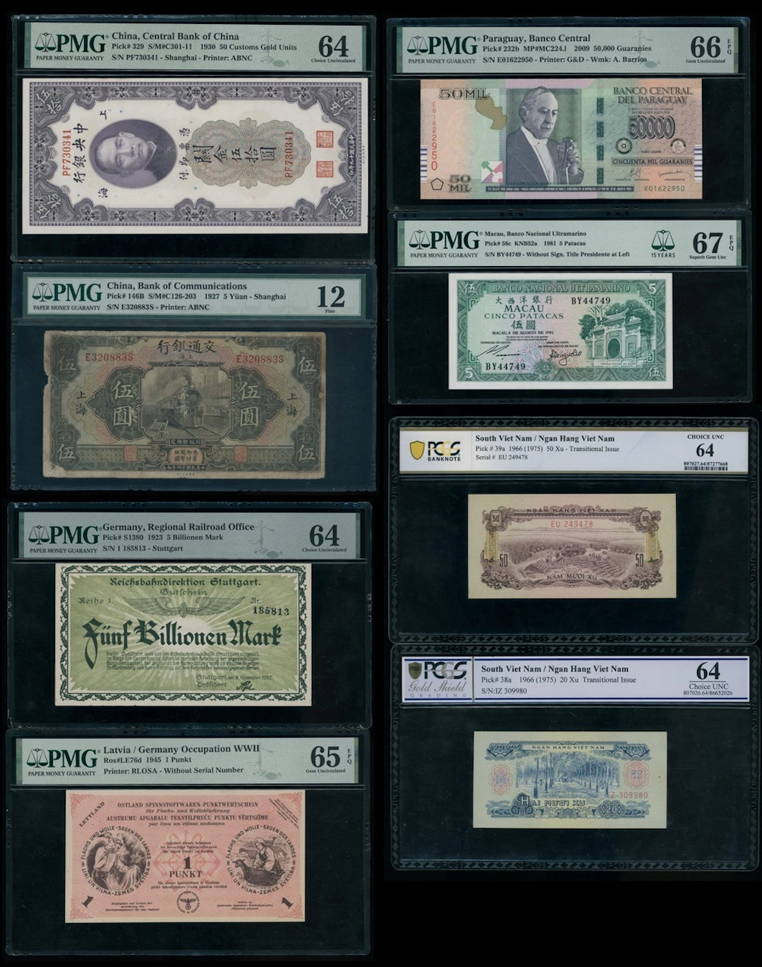 World Banknotes, a group of 8x including, (Pick 146B, 329, S1380