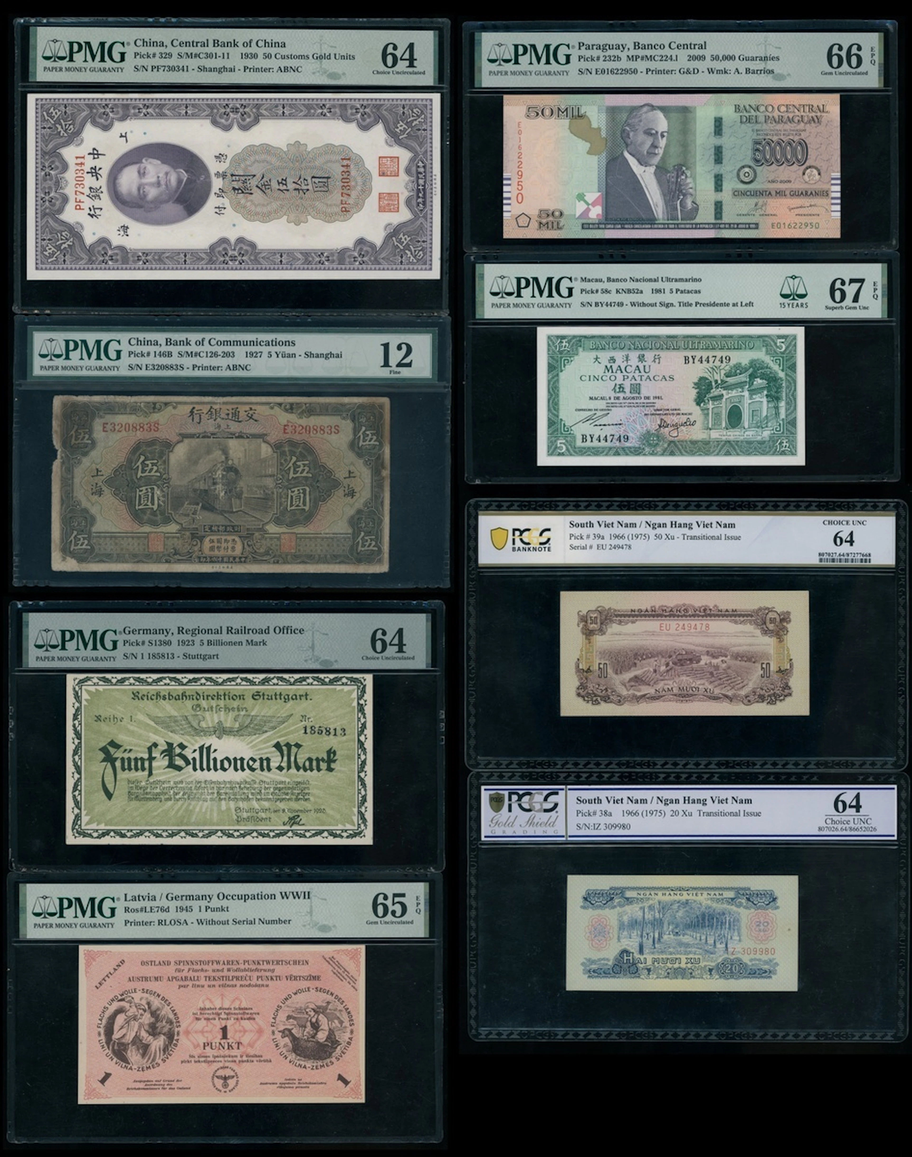 World Banknotes, a group of 8x including, (Pick 146B, 329, S1380