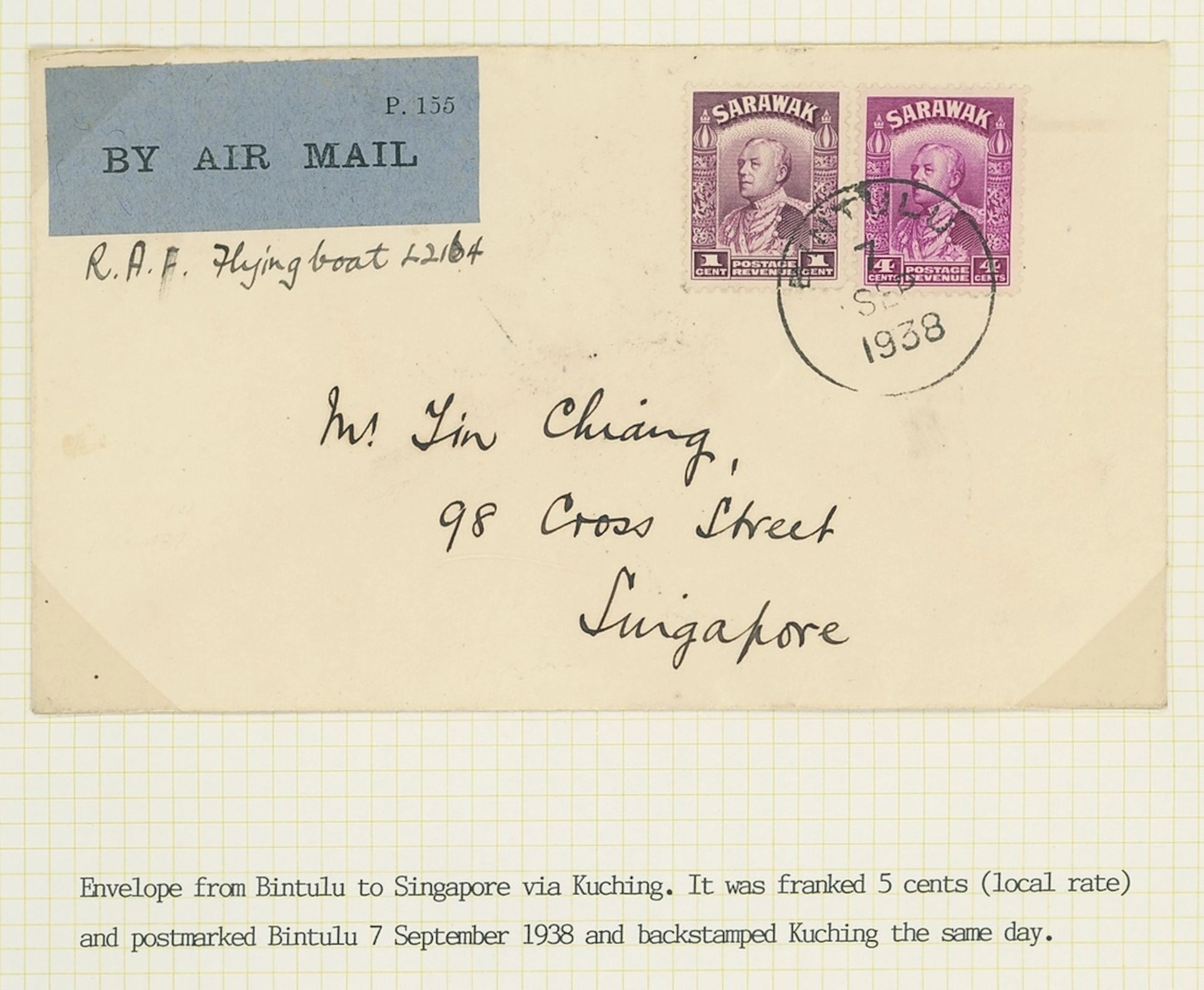 Sarawak Airmails The R.A.F. Survey Flights 1938 (7 Sept.) envelope