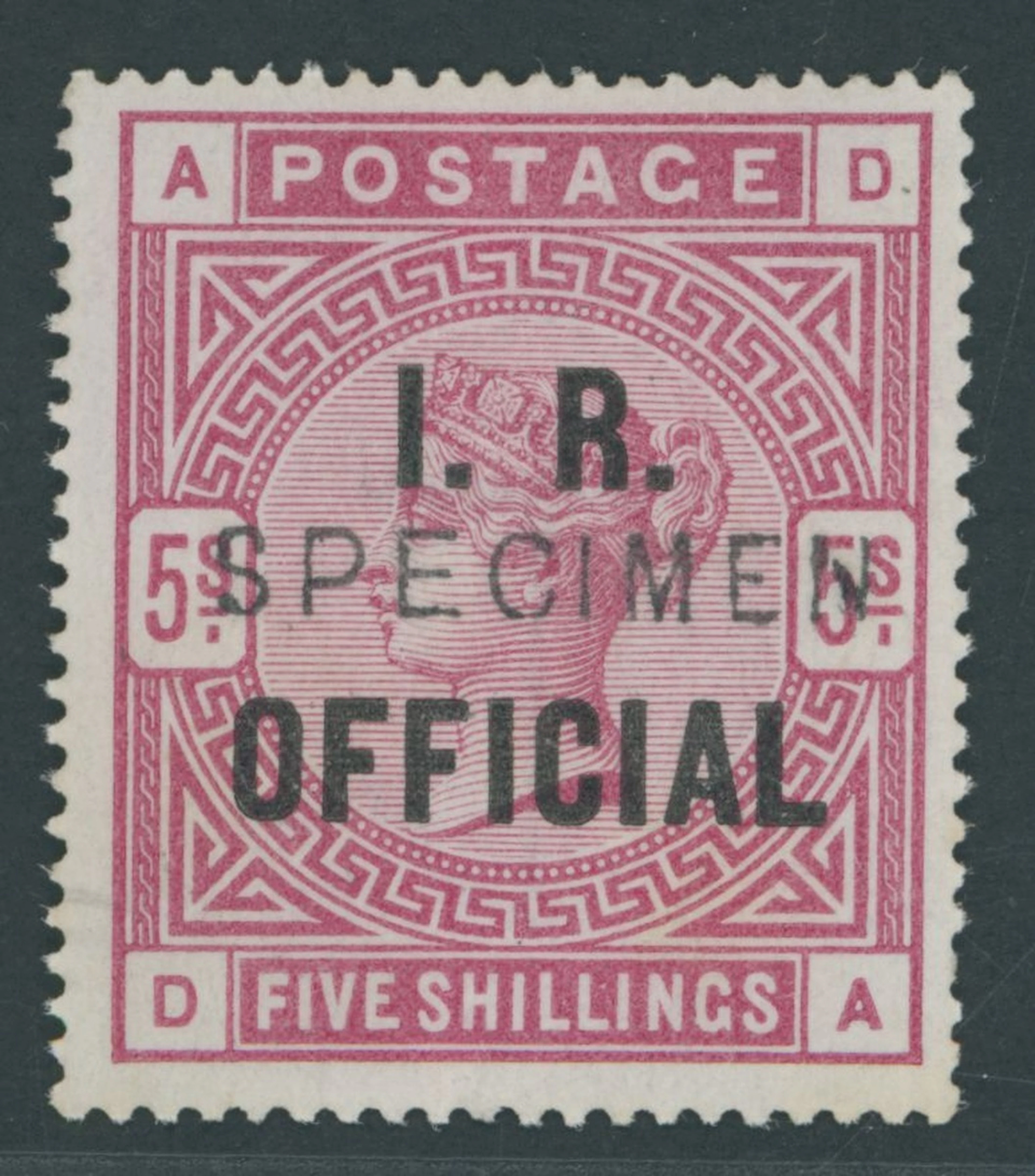 Great Britain Official Stamps Inland Revenue 1884-88 5/- rose, DA