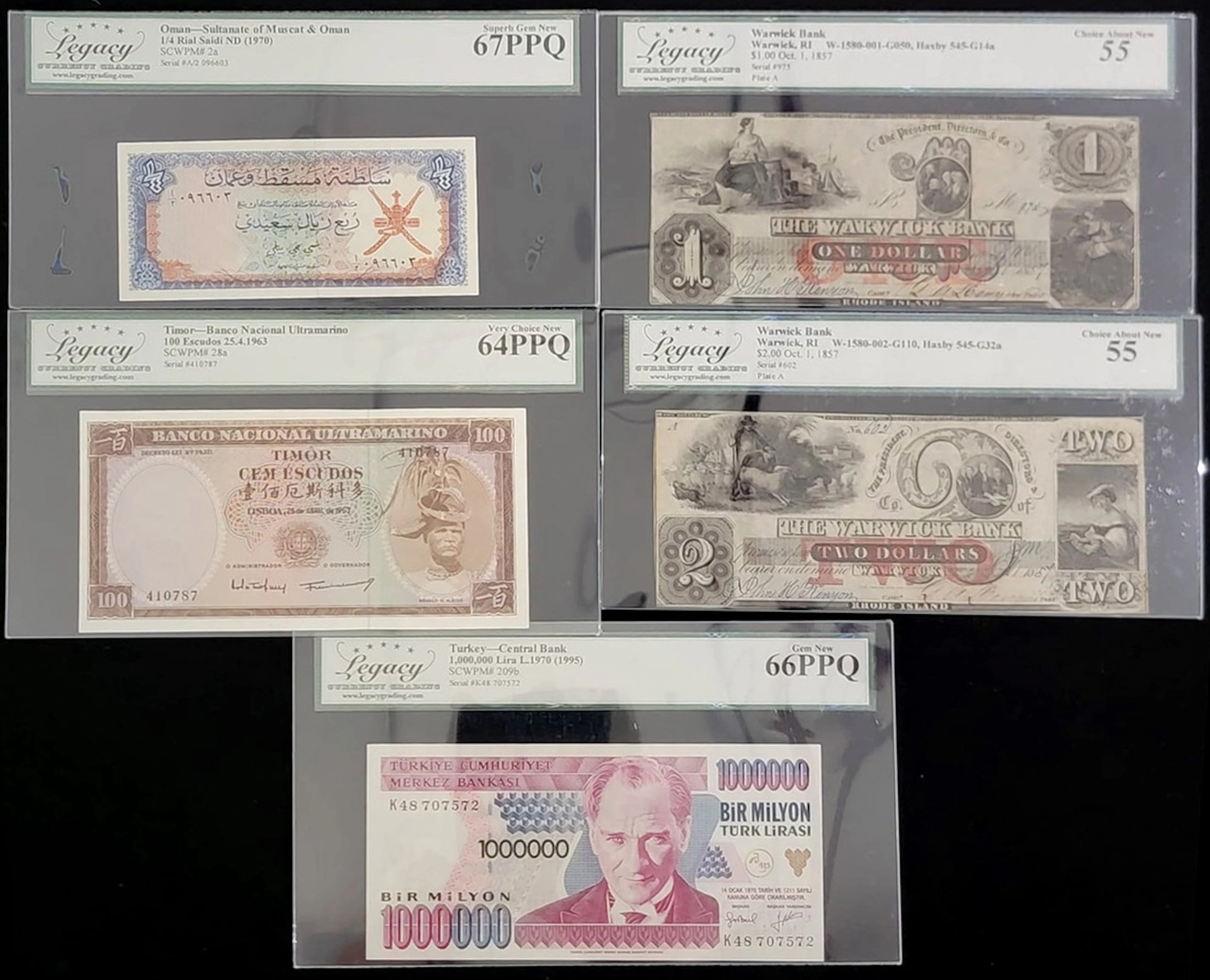 World Banknotes, a group of 5x, including, (Pick 2a, 28a, 209b)