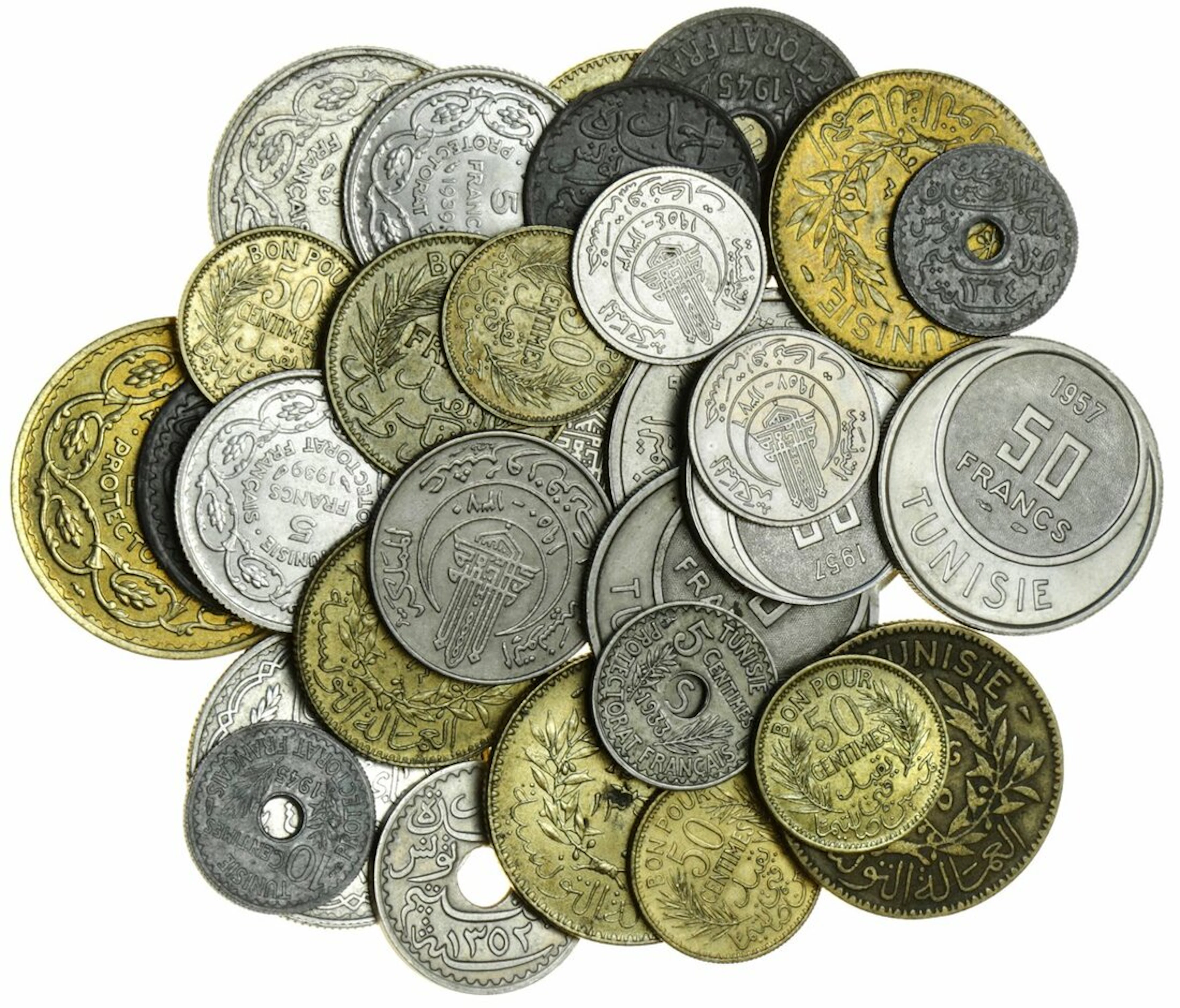 Tunisia, French Protectorate, mixed coins [30], including: 10-Francs