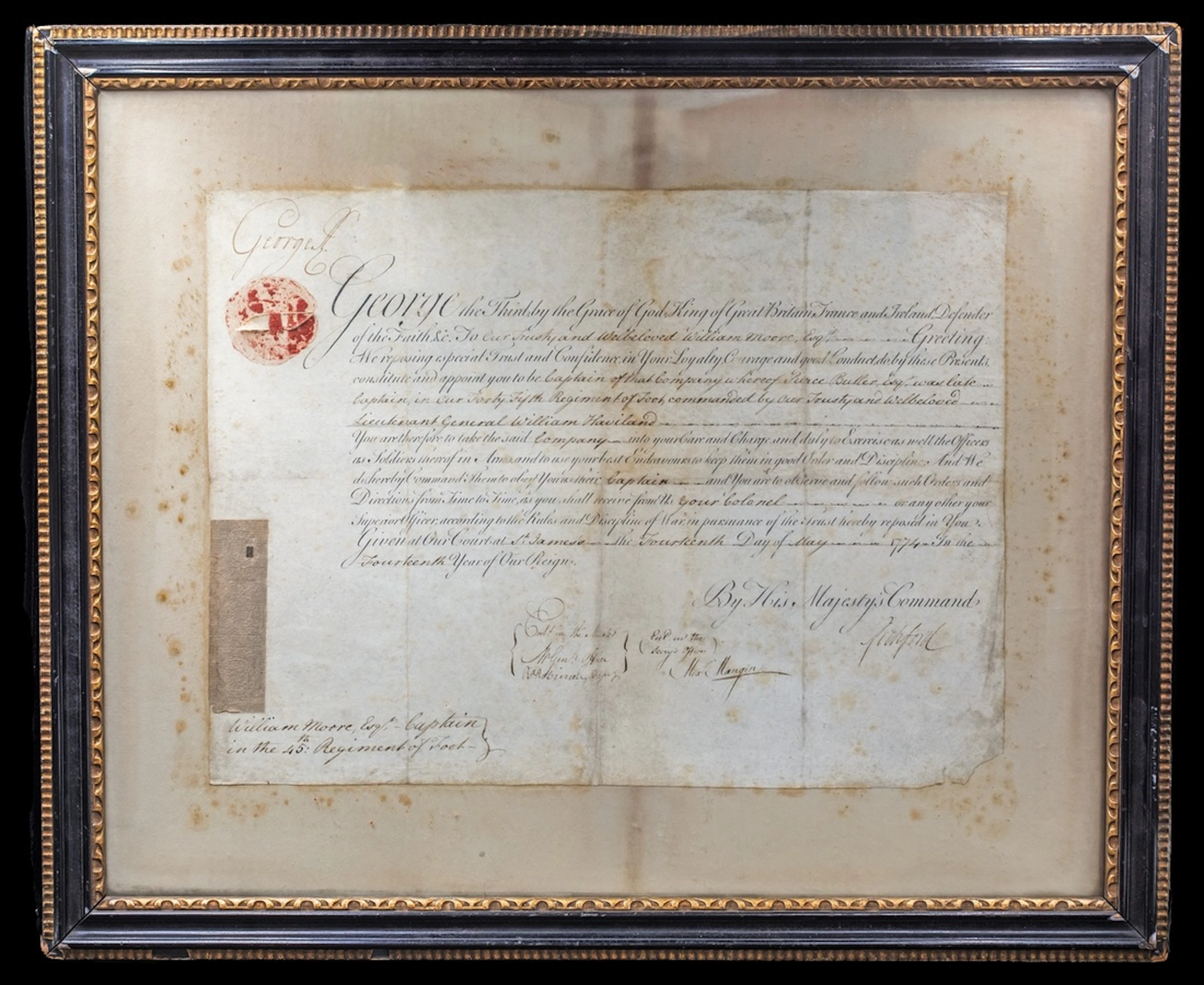 Great Britain Royalty King George III 1774 Military Commission signed