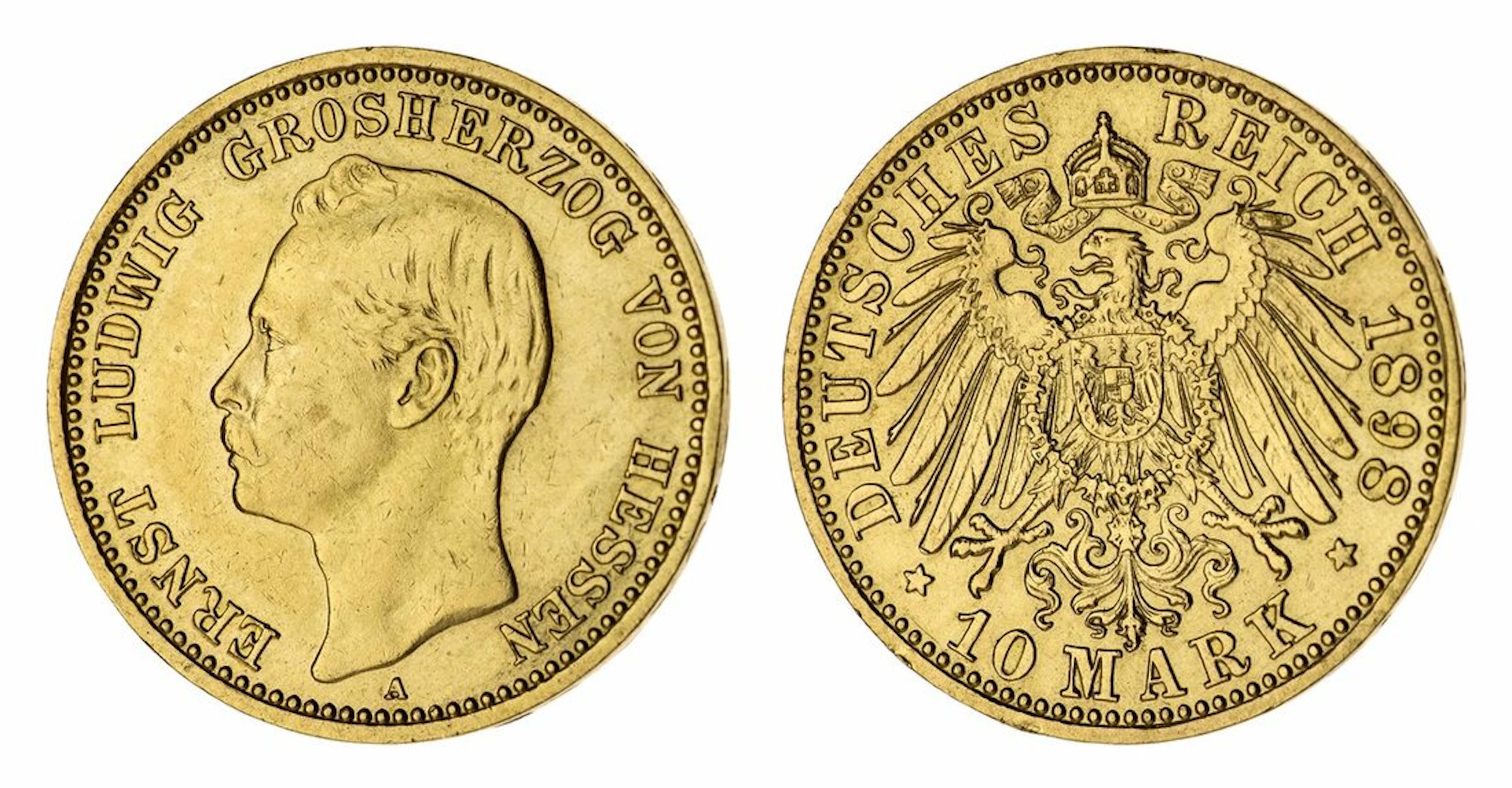 Germany, Hesse, Ernst Ludwig (1892-1918), 10-Mark, 1898 A, older bare