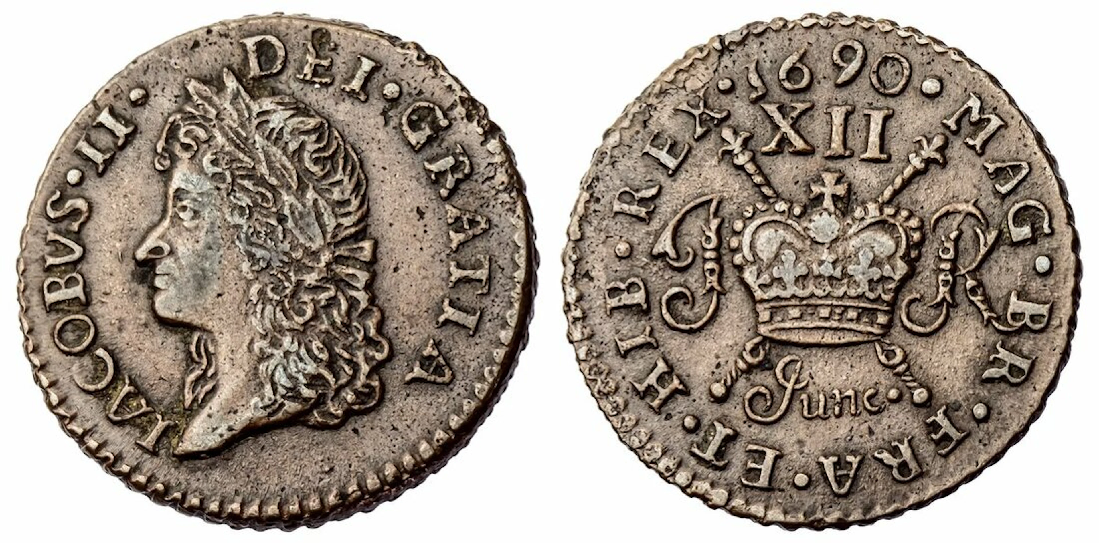 Irish Civil War, James II (1685-1691), 'Gunmoney' Small Shilling