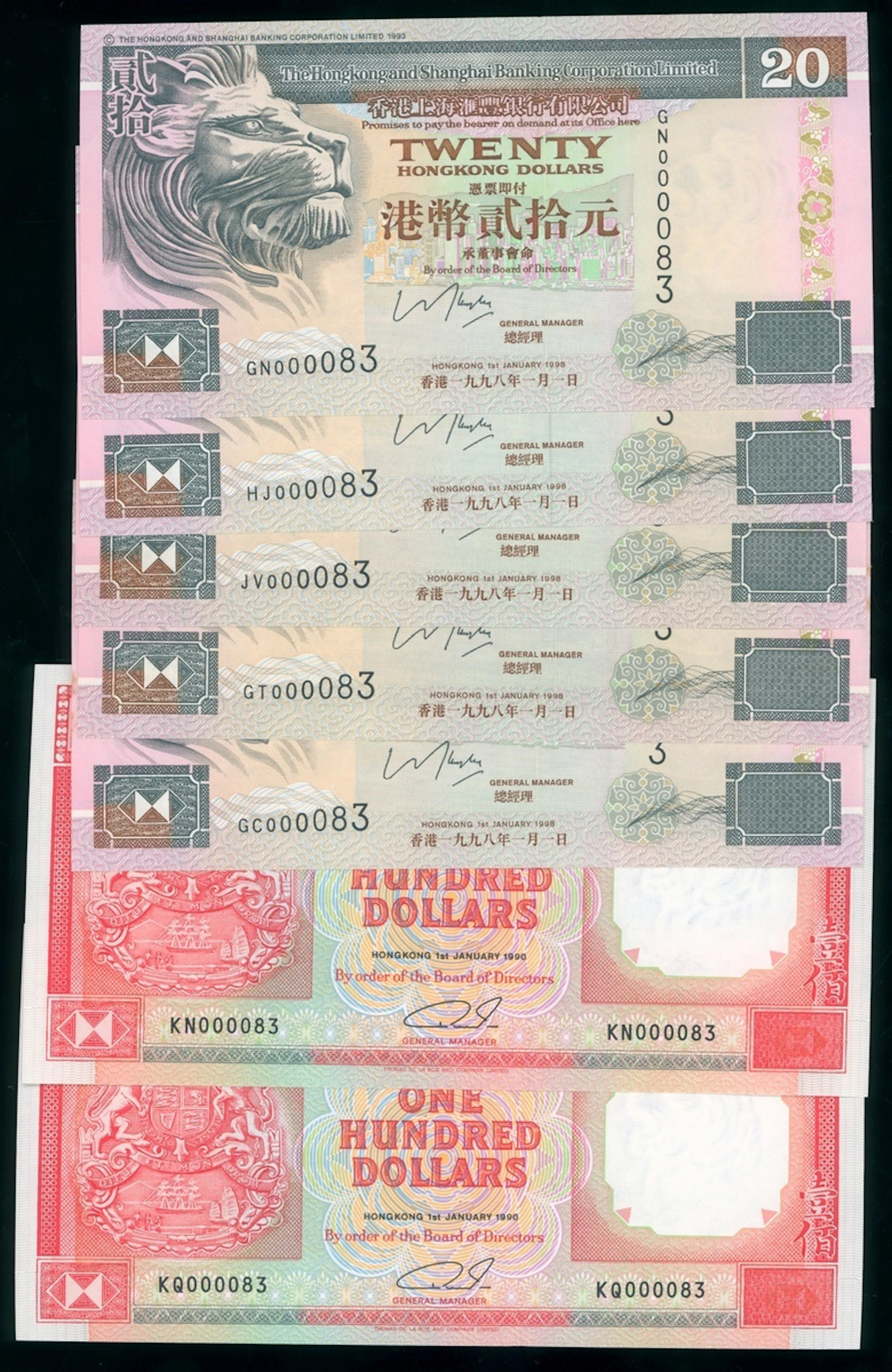 HongKong & Shanghai Banking Corporation, a group of 000083 serial