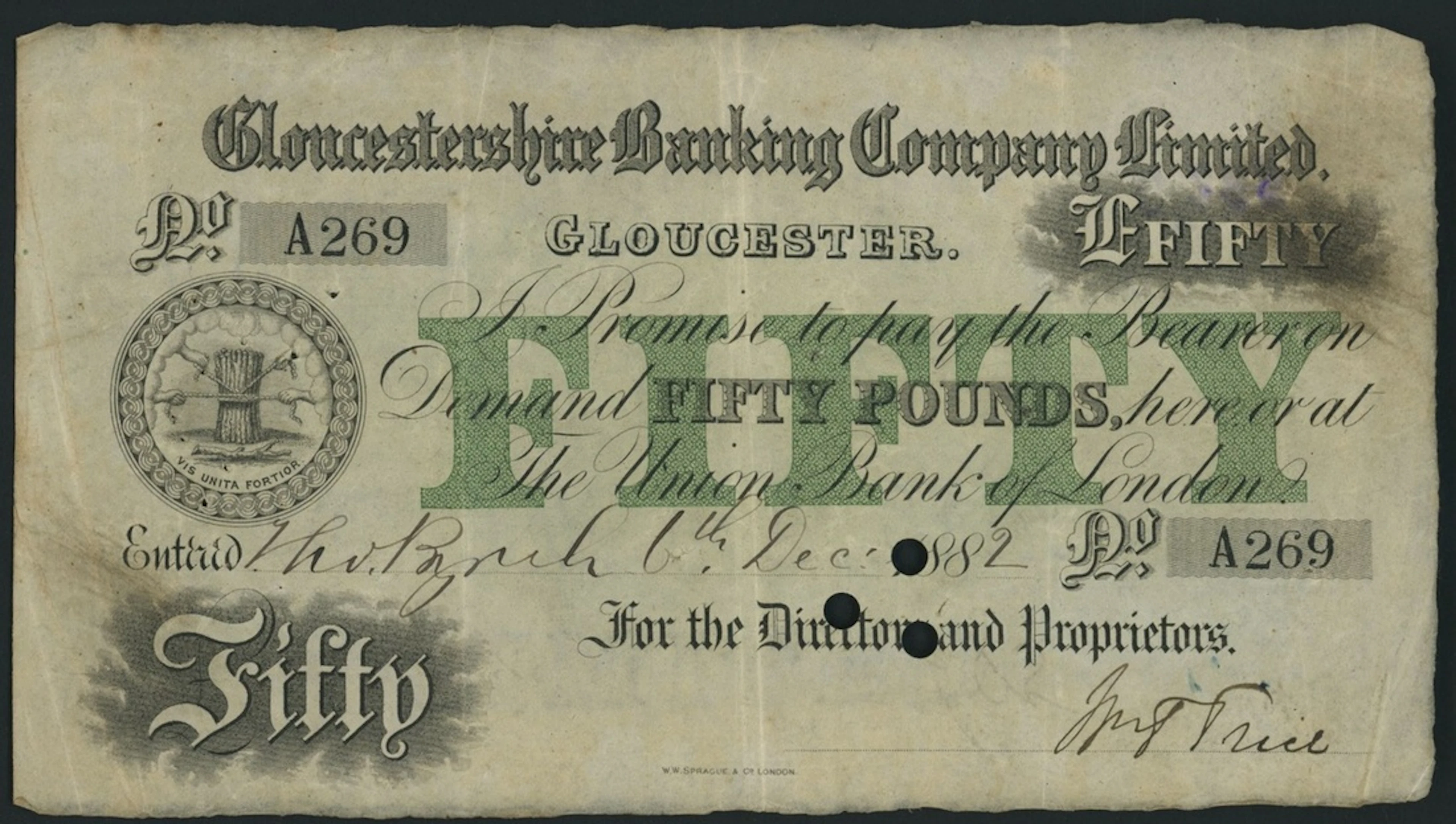 Gloucestershire Banking Company Limited, Gloucester, £50, 6th December