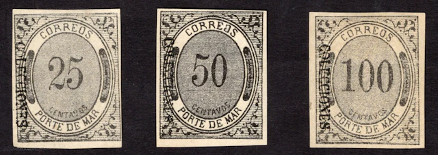 1884-1913 Post-Classic Period 1875, "Porte de Mar", 25c., 50c. and