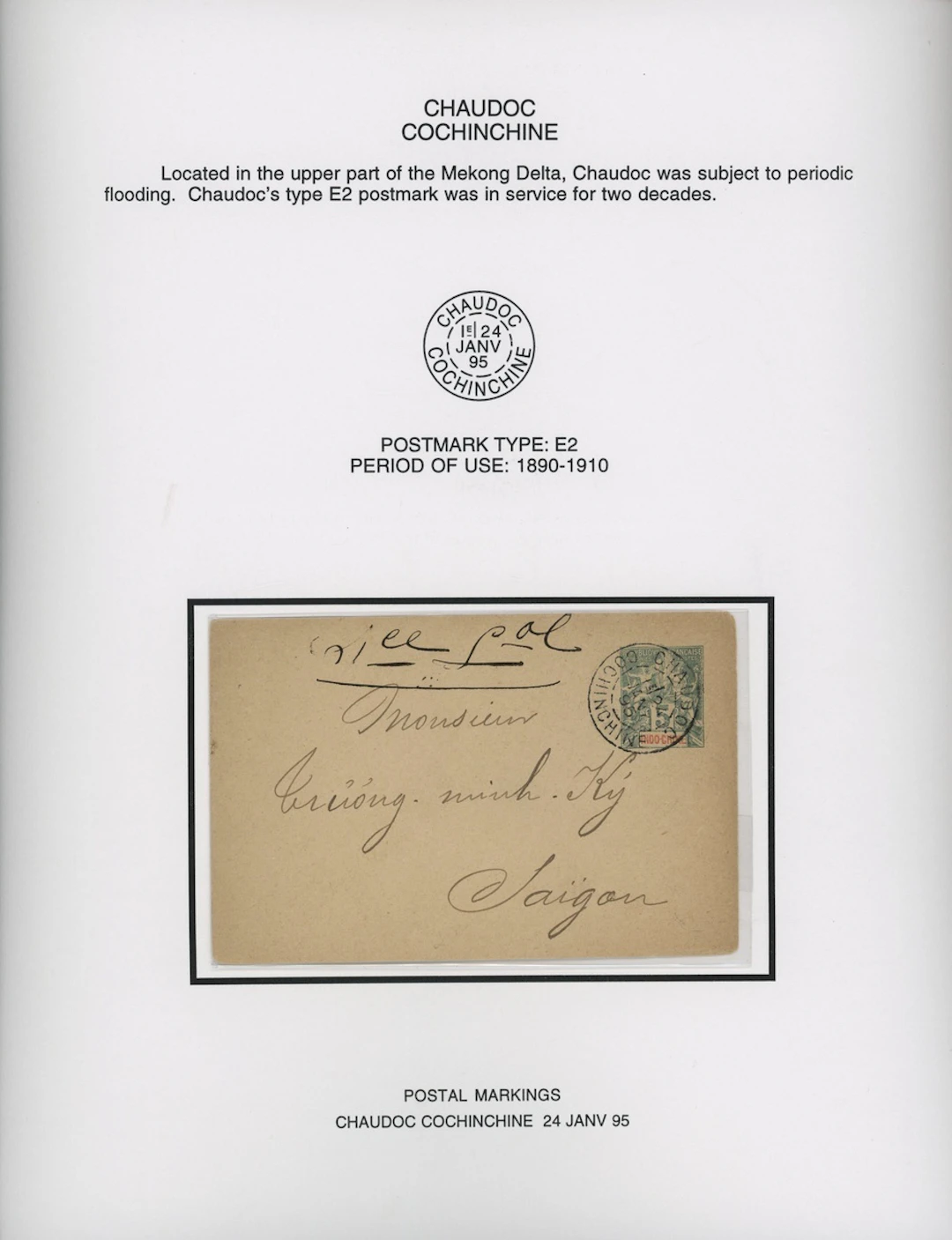 Indo-China French Indo-Chinese Post Office Cochinchine postmarks
