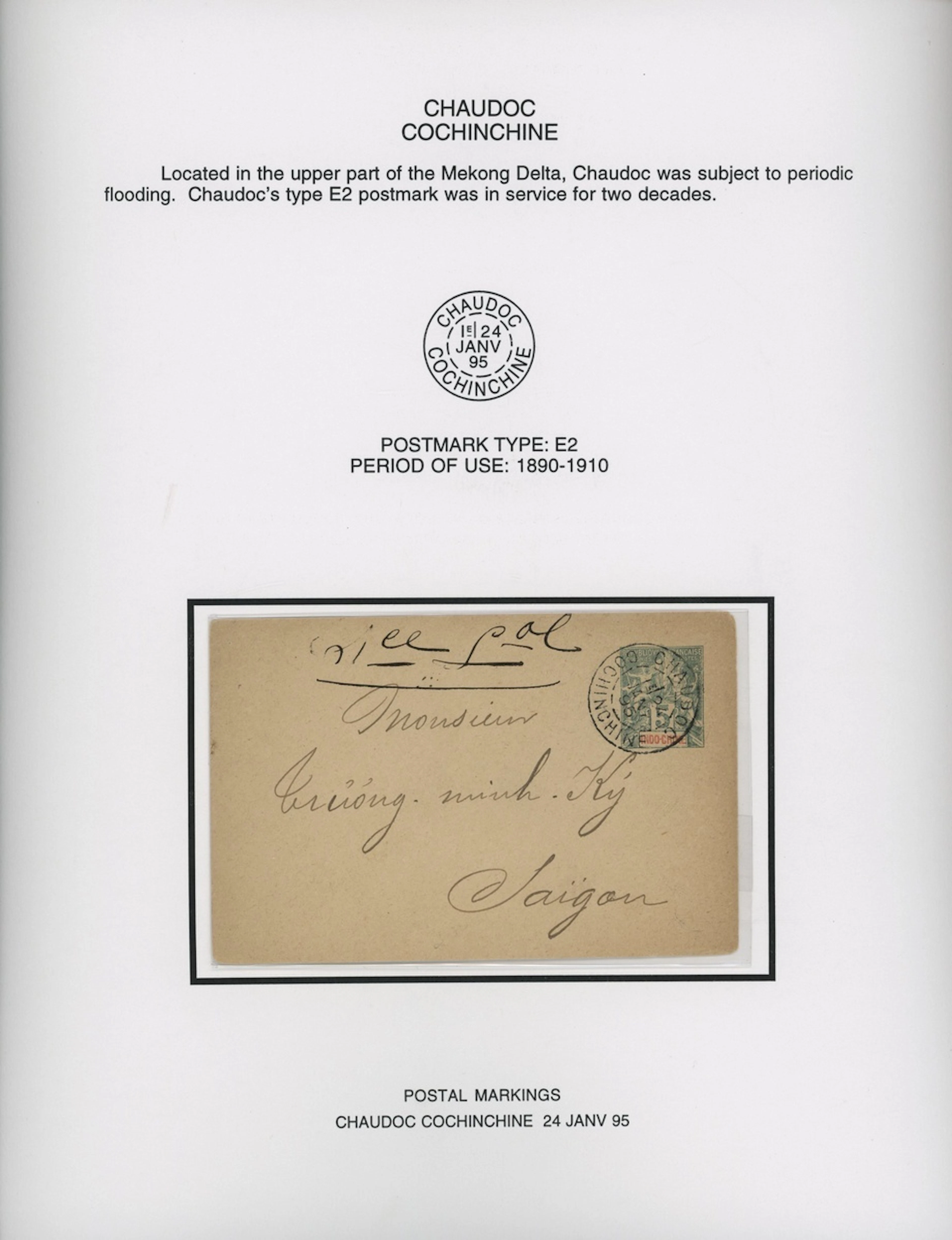 Indo-China French Indo-Chinese Post Office Cochinchine postmarks