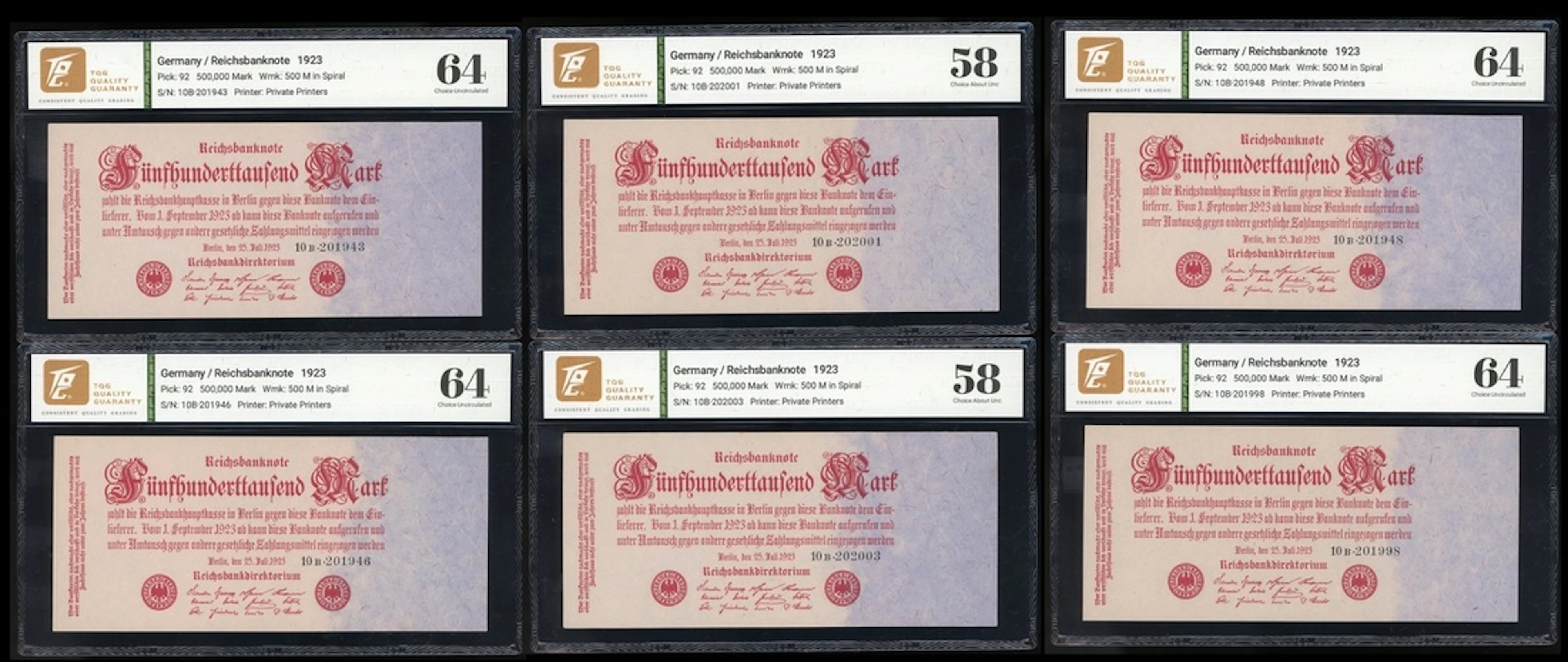Germany, Reichsbanknote, 500,000 Mark (6), 1923, serial number 10