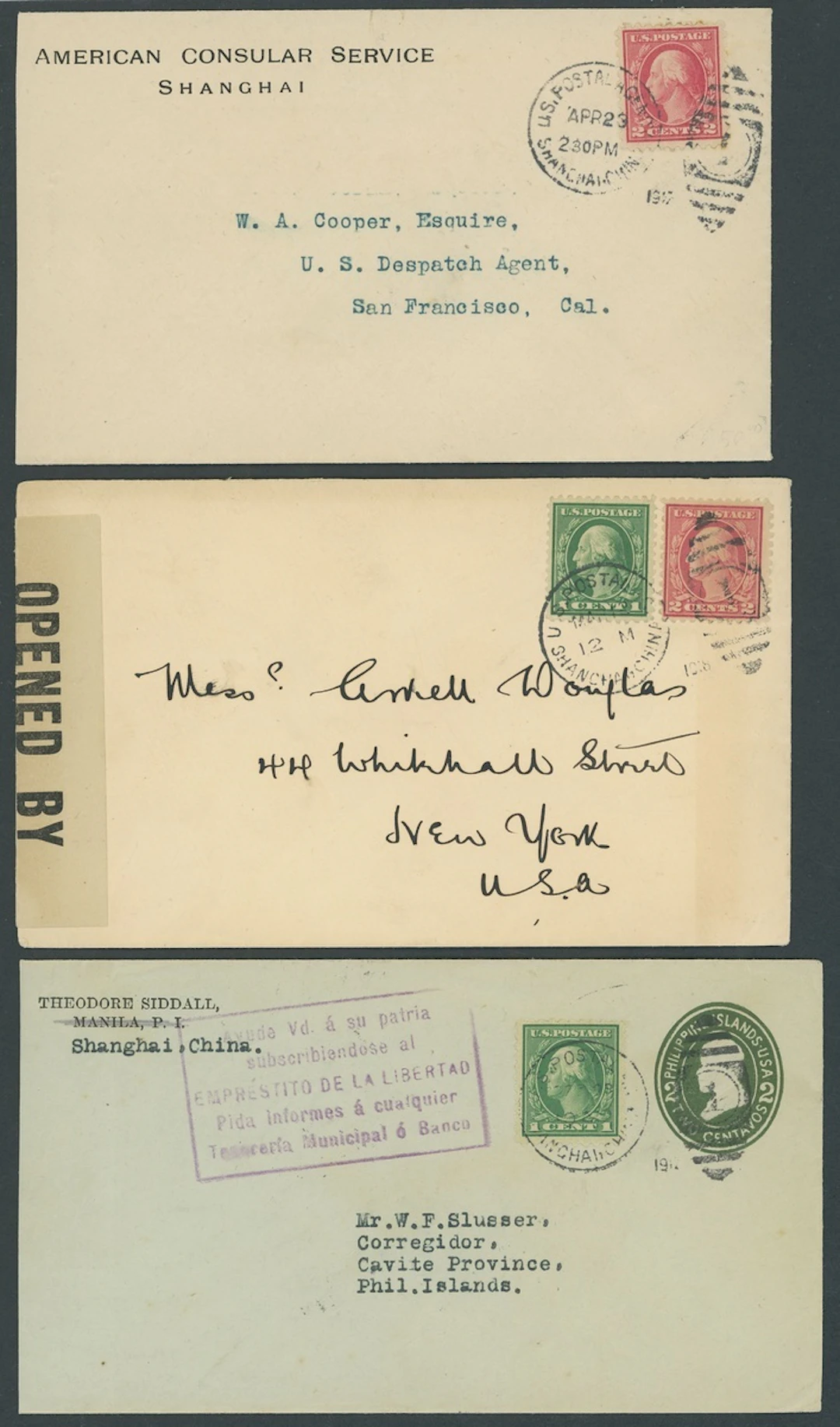 Foreign Post Offices United States Post Office Shanghai 1917-19 a