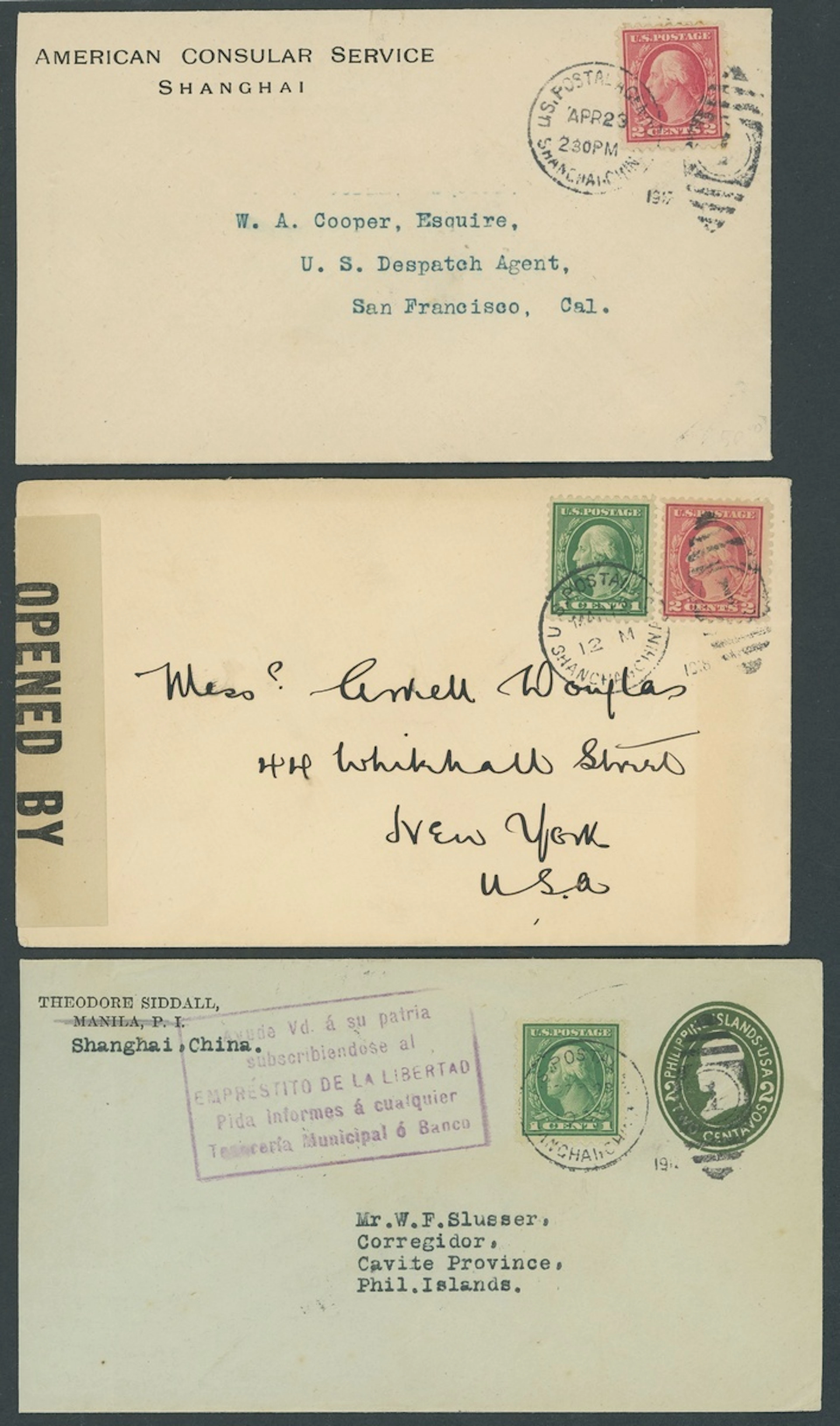 Foreign Post Offices United States Post Office Shanghai 1917-19 a