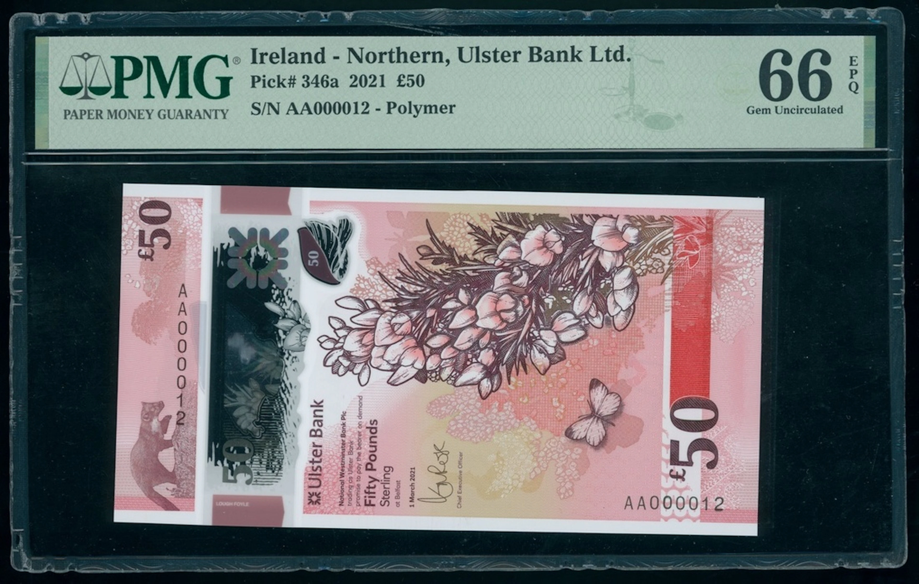 Ulster Bank Limited, Northern Ireland, £50, 2021, low serial number