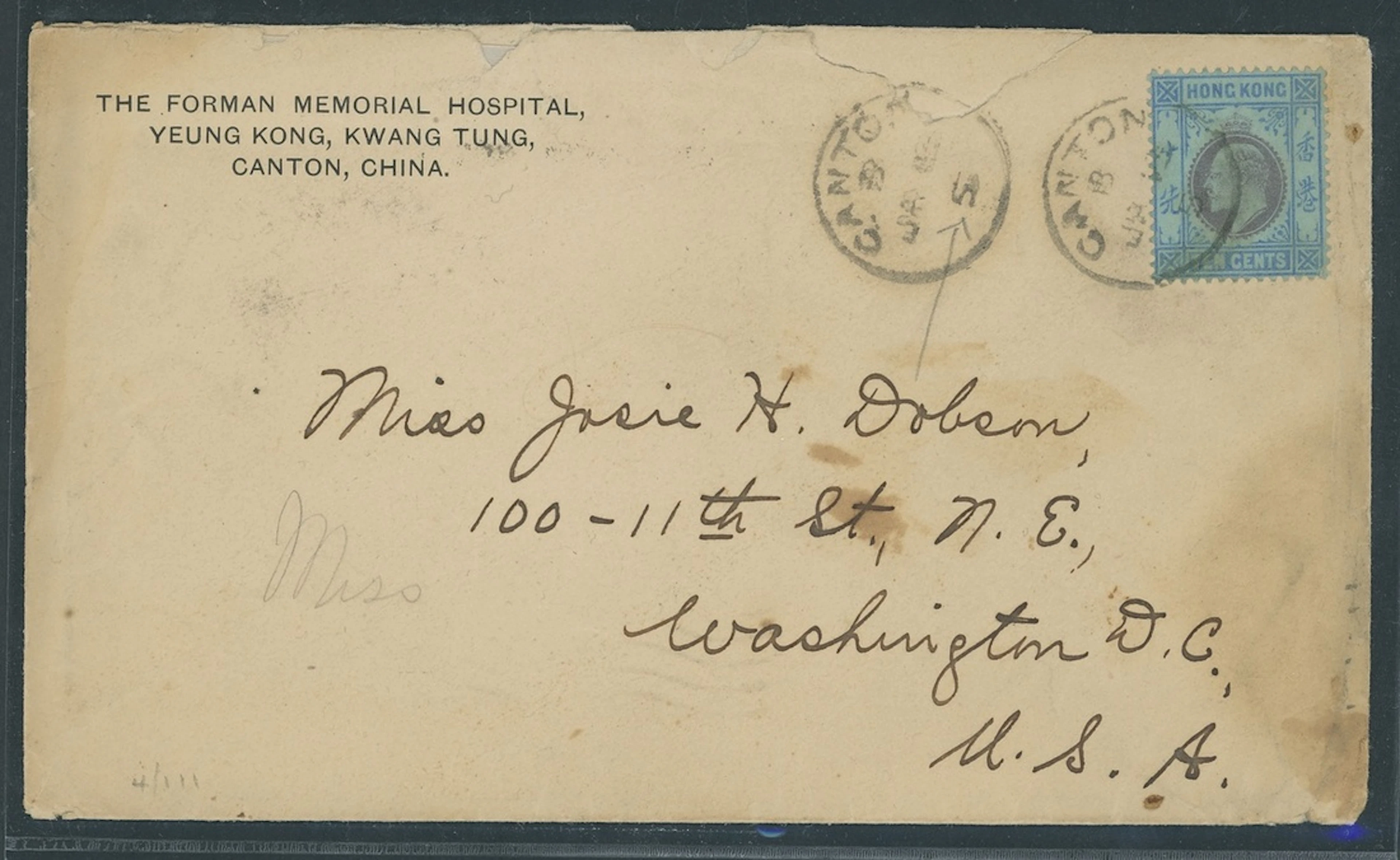 Hong Kong Treaty Ports Canton 1905 (13 Jan.) envelope from the Forman