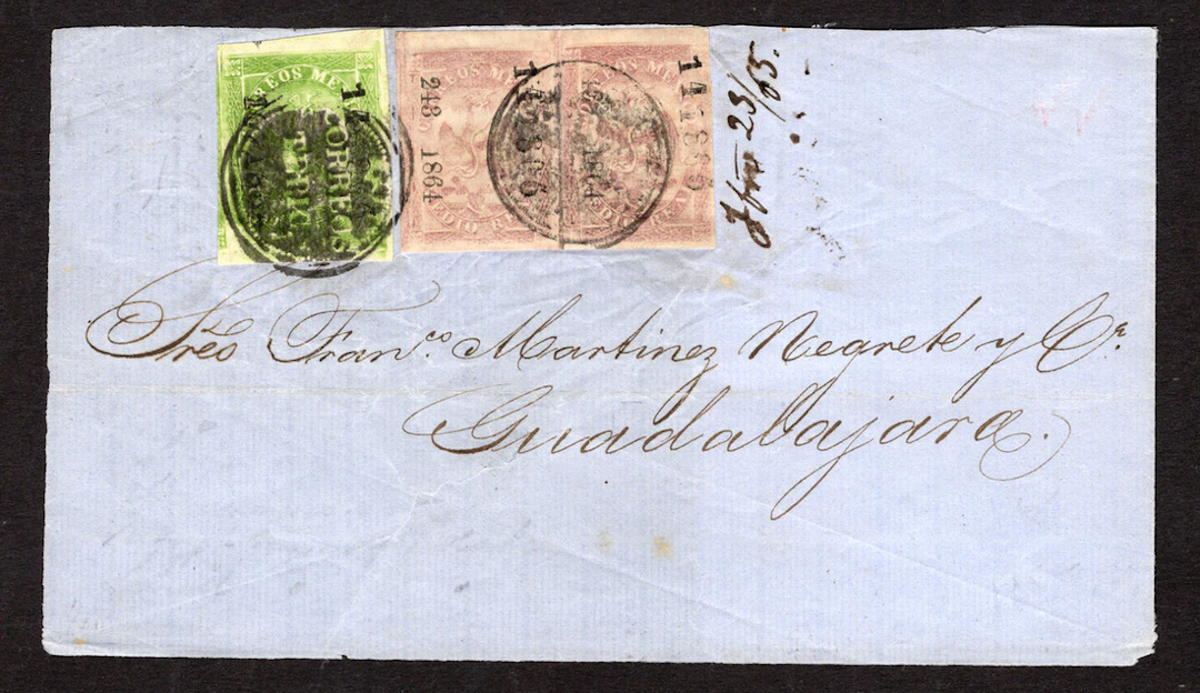 1864-1866 "Eagles" Guadalajara. ½r. Lilac, pair (Third Period, 248-1864