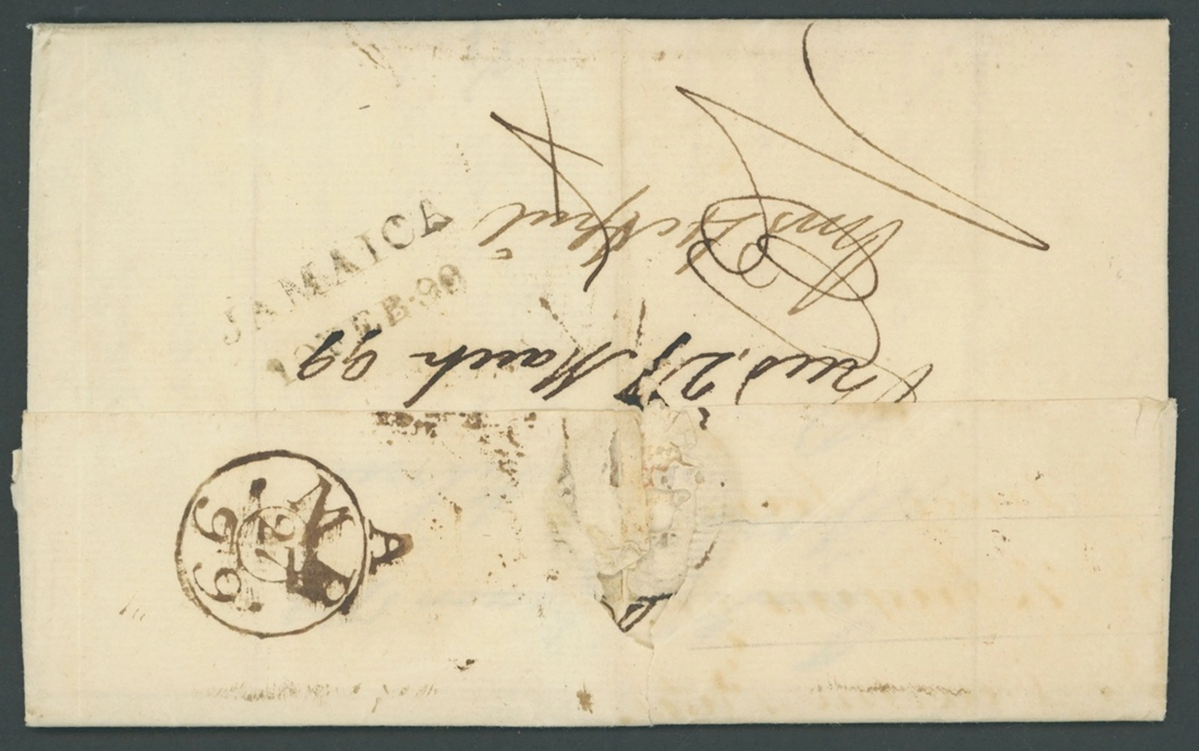 Jamaica The Straight-Line "jamaica" Datestamp 1798 (20 Dec.) entire