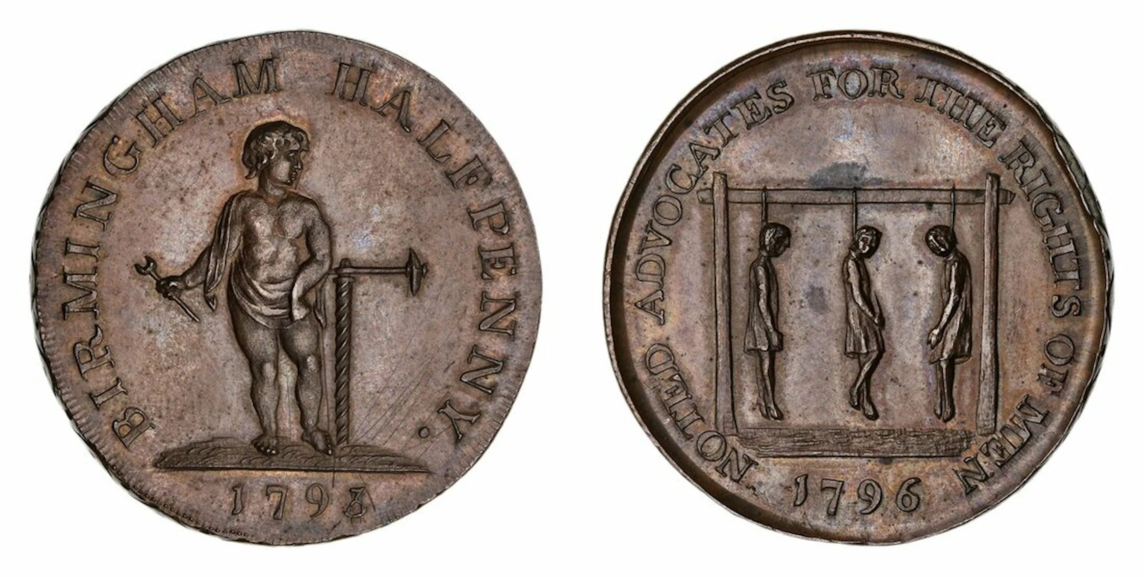WARWICKSHIRE, Birmingham, Mule Halfpenny, 1793/1796, BIRMINGHAM HALFPENNY