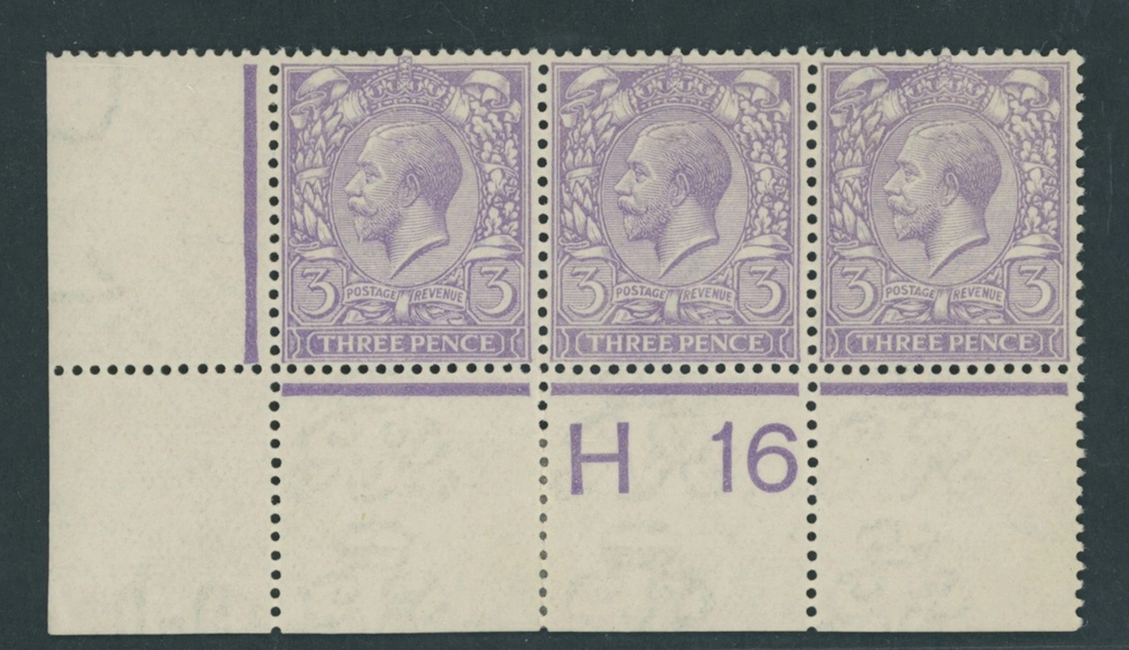 Great Britain King George V 1912-24, Watermark Simple Cypher 3d. very