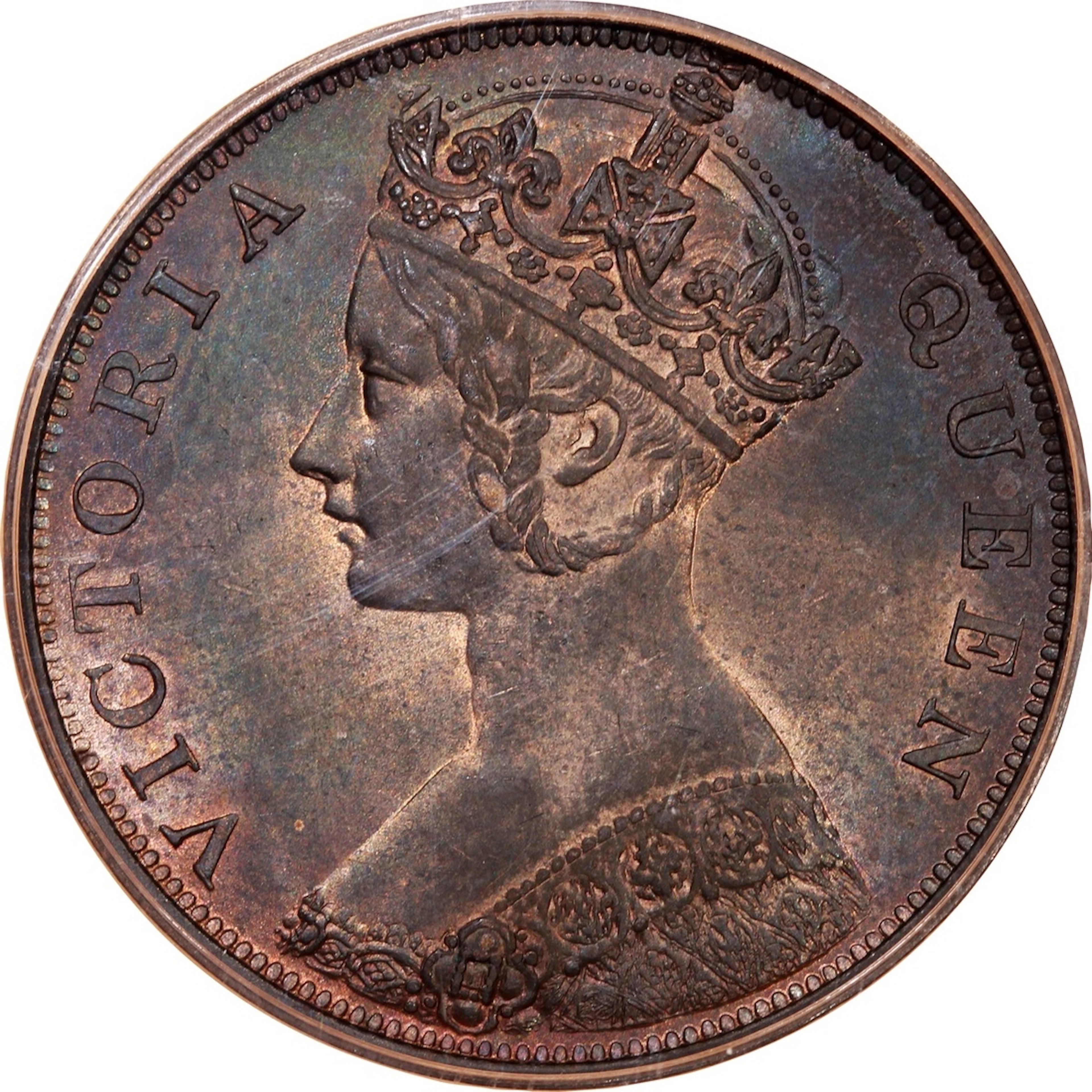Hong Kong, Victoria, [PCGS MS64RB] bronze 1 cent, 1863