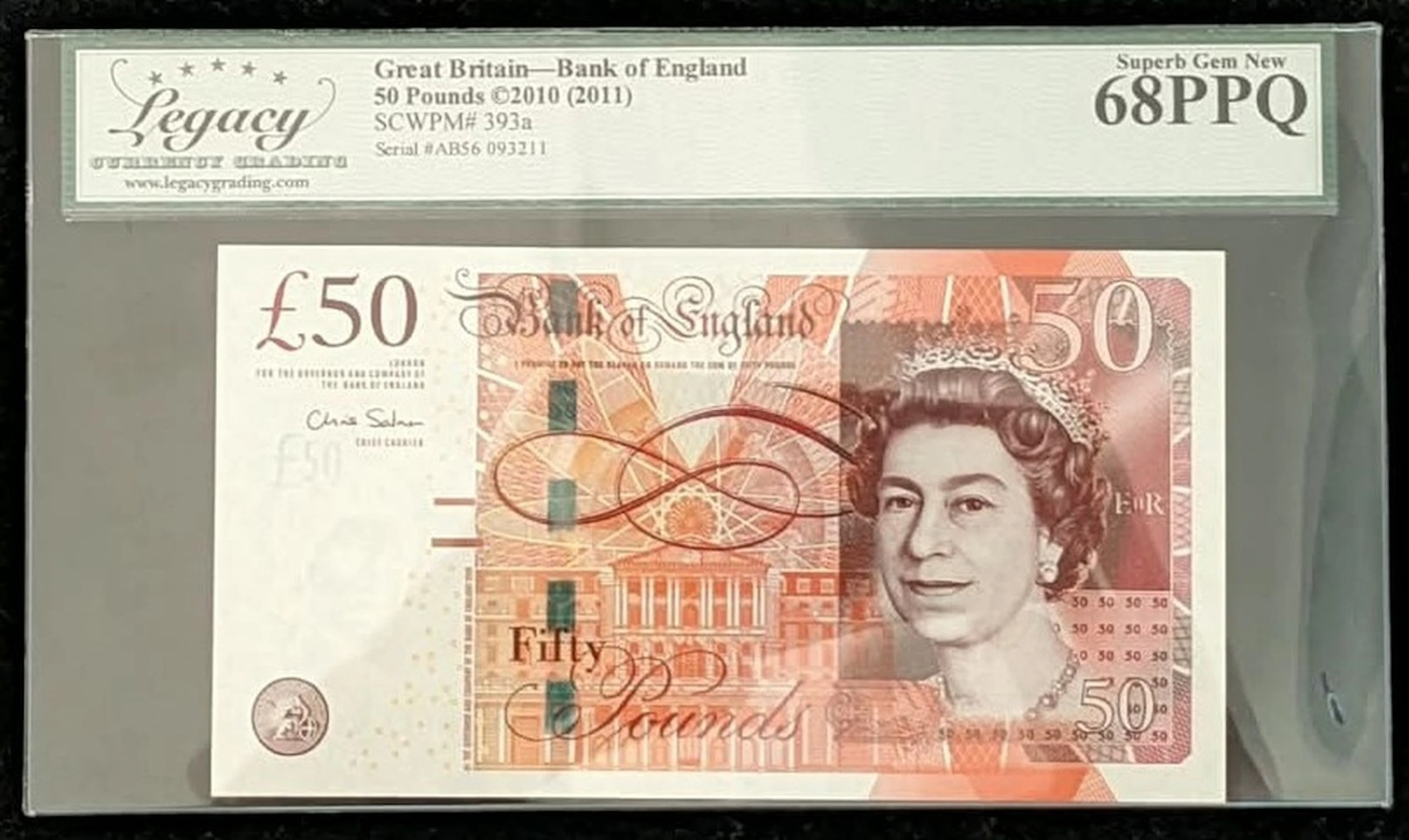 Bank of England, Great Britain, £50, ND (2011), serial number AB56
