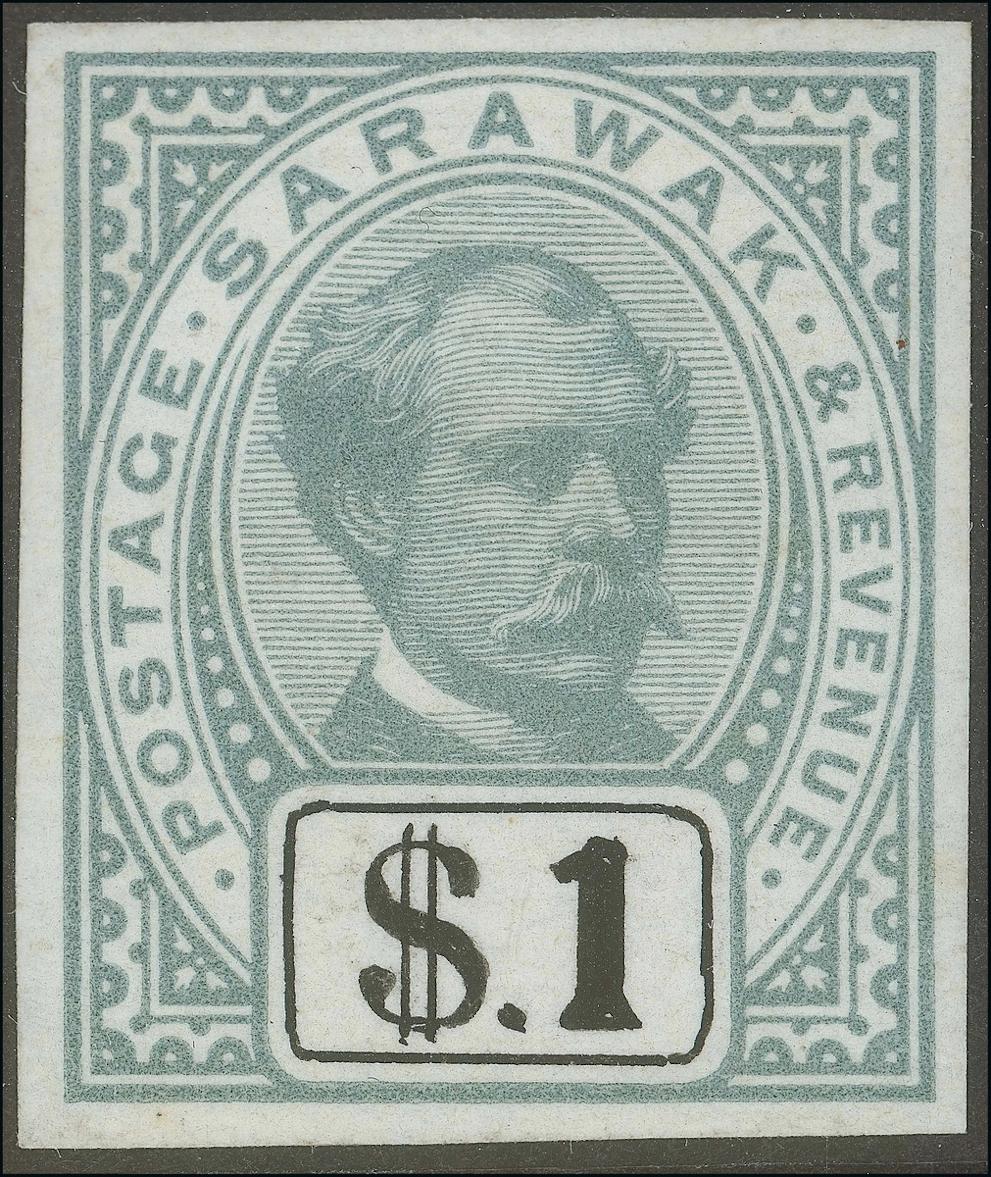 Sarawak 1888-97 "postage & revenue" Issue Essays $1 imperforate colour