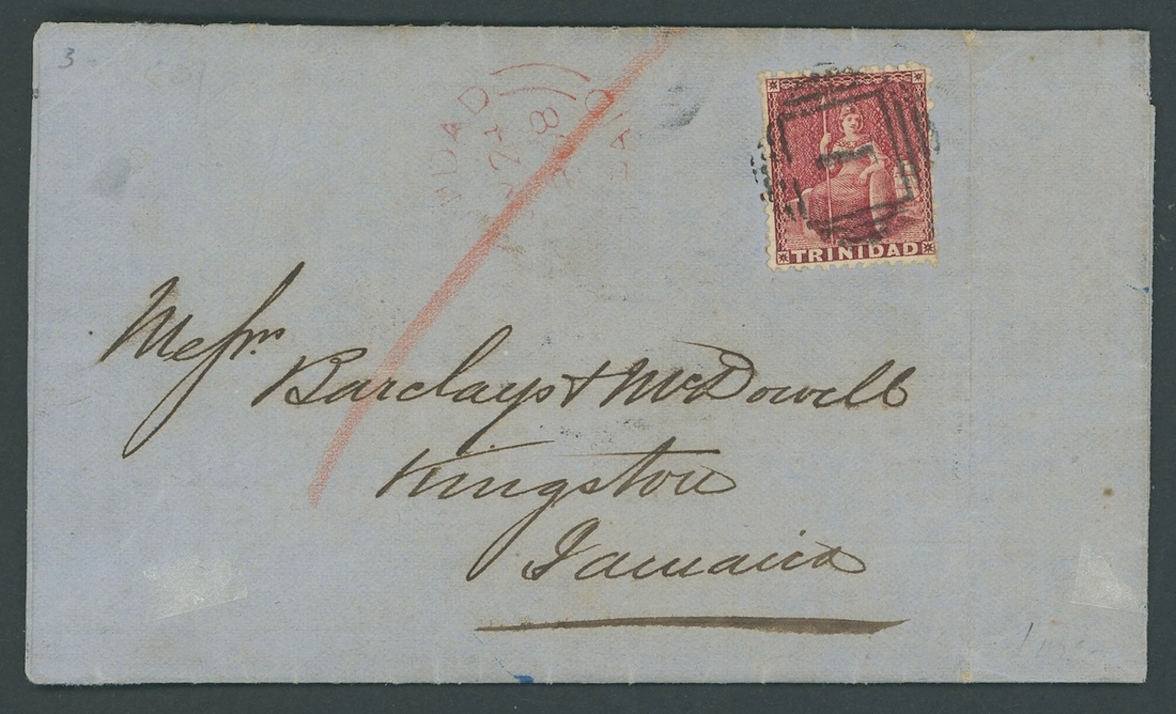 Trinidad Covers and Cancellations 1868 (24 July) "Trinidad Prices