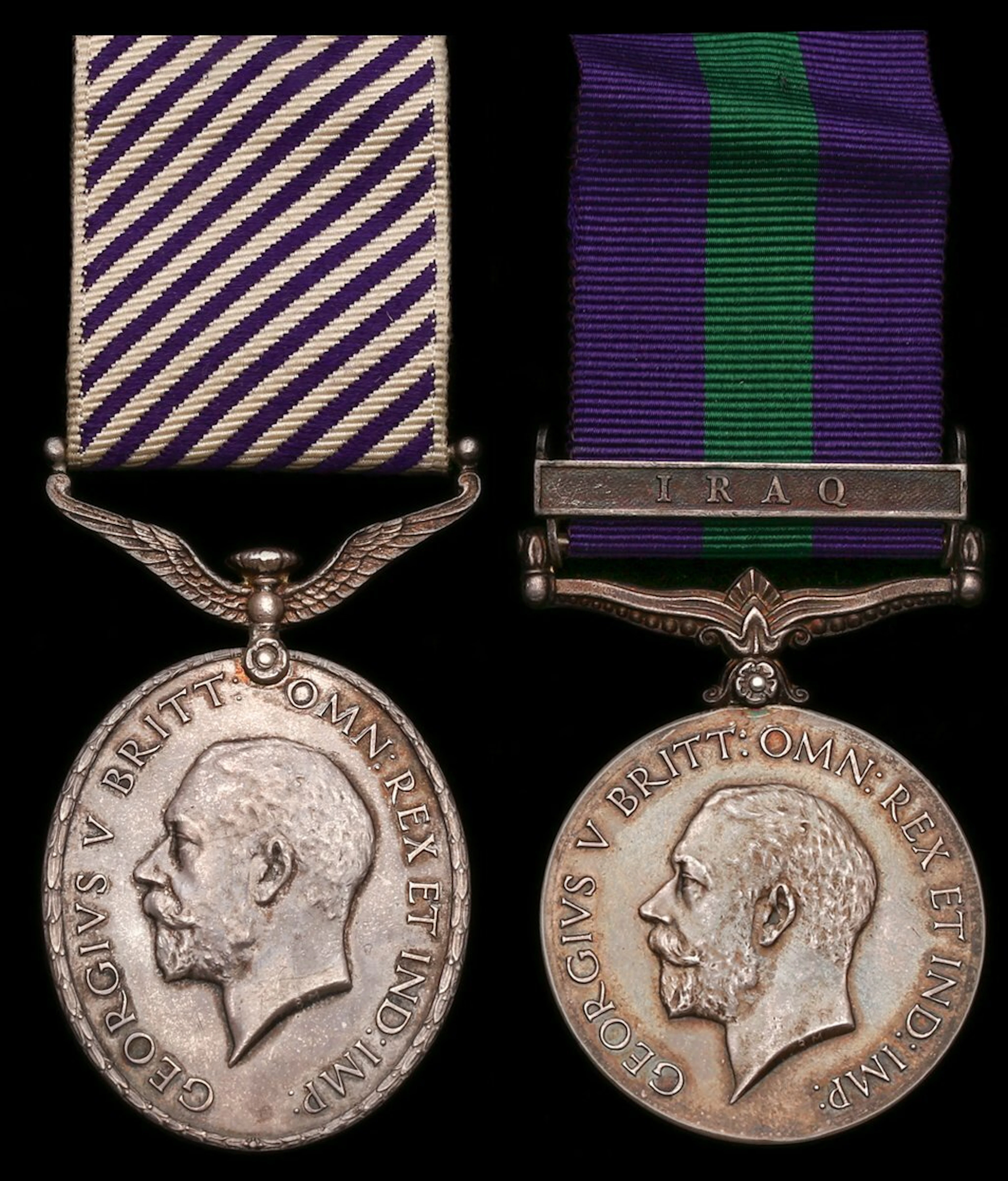 A rare Iraq 1920 D.F.M. pair awarded to Aircraftman Class I P. A.