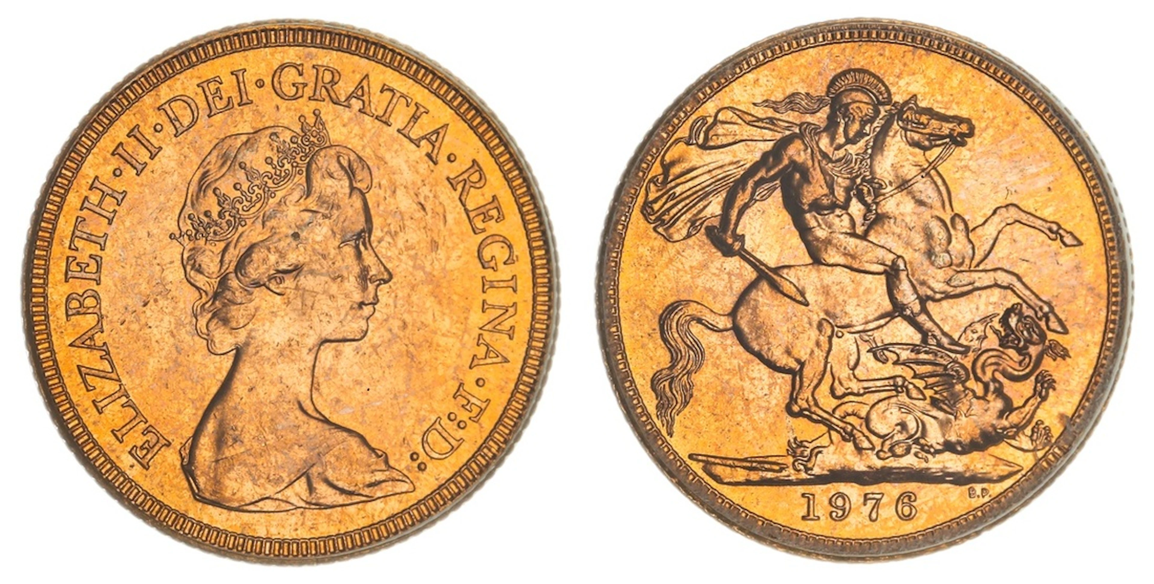 PCGS MS62 | Elizabeth II (1952-2022), Sovereign, 1976, by Arnold Machin