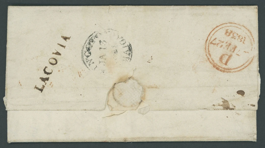 Jamaica The Post Town Straight-Line Handstamps 1838 (9 Jan.) entire