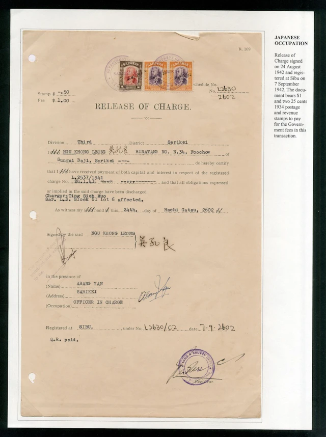 Sarawak Japanese Occupation Revenue Documents 1942 (11 June) Deed