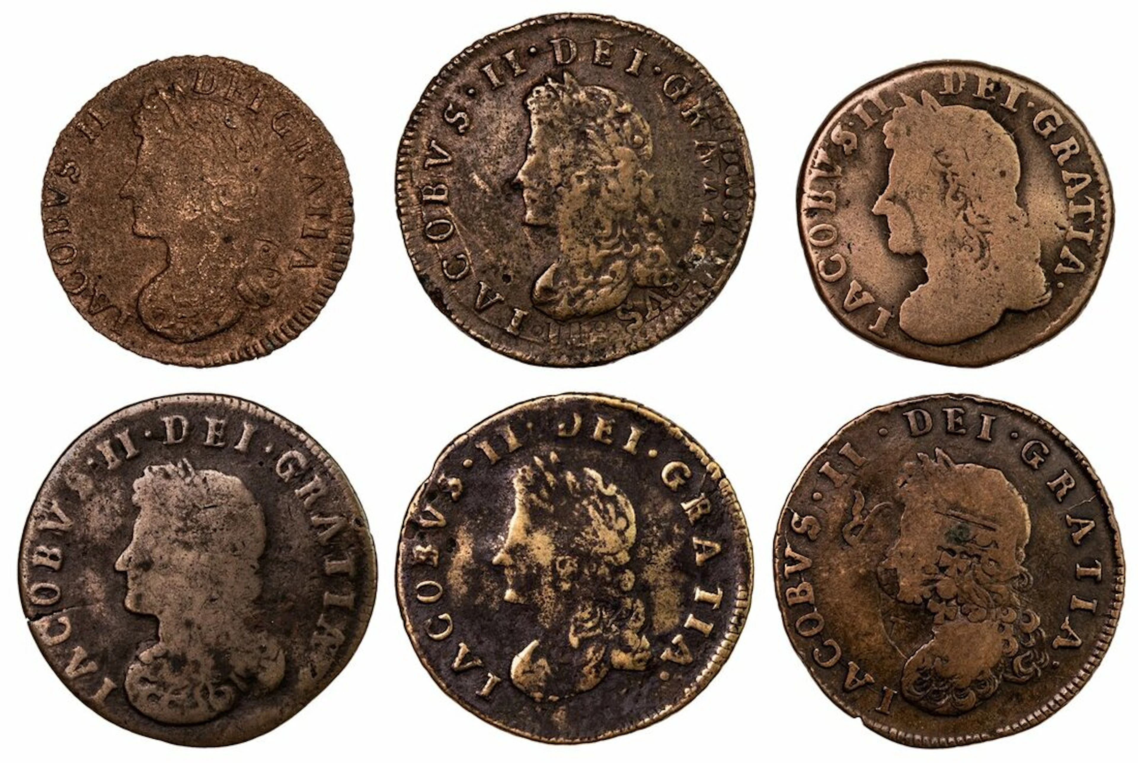 Irish Civil War, James II (1685-1691), 'Gunmoney' Hibernia Halfpennies