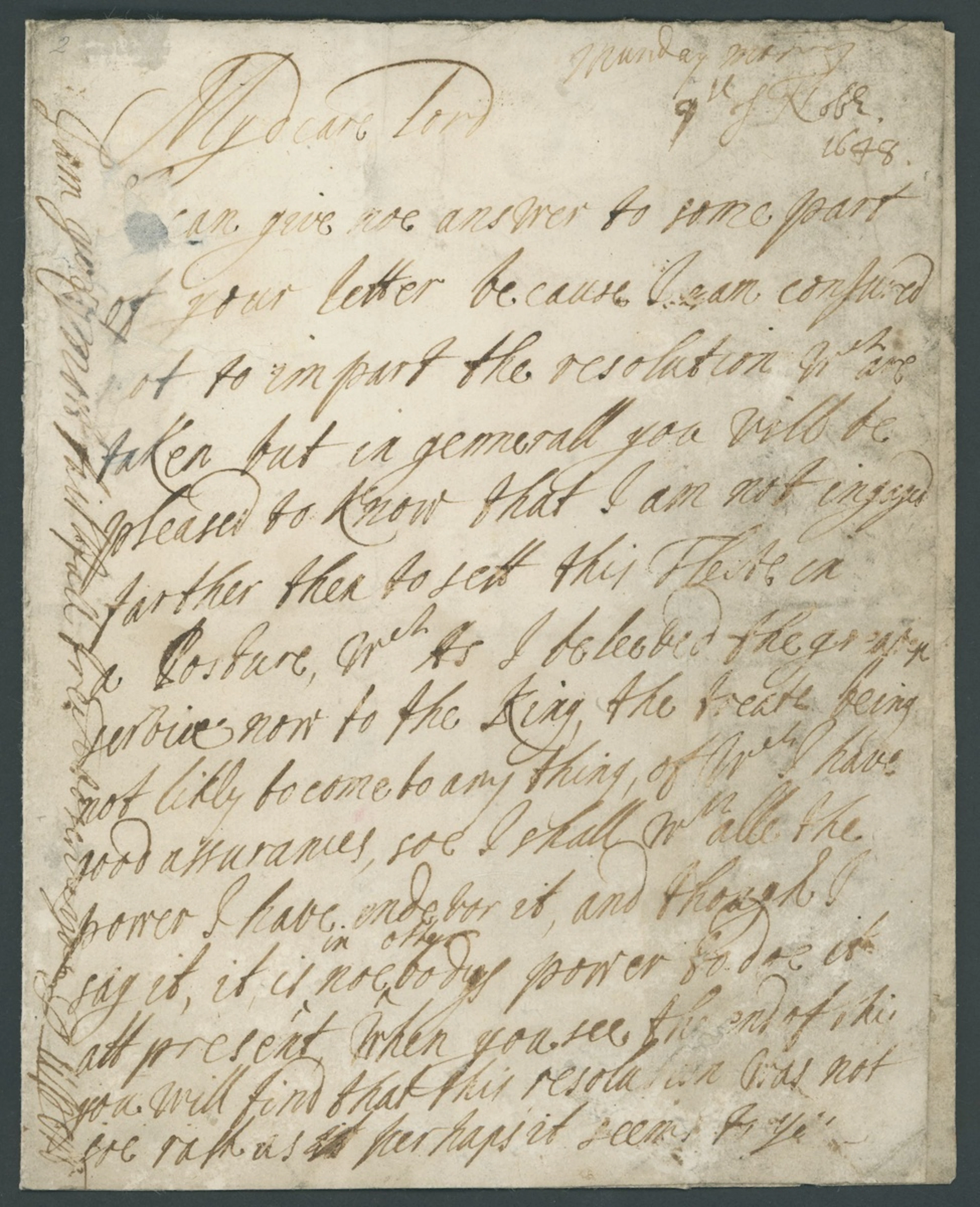 Prince Rupert 1648 (9 November) autograph letter signed "Rupert" with