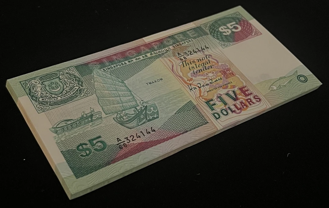 Singapore, $5 (35), ND (1983-95), serial numbers A/68 324144-324148