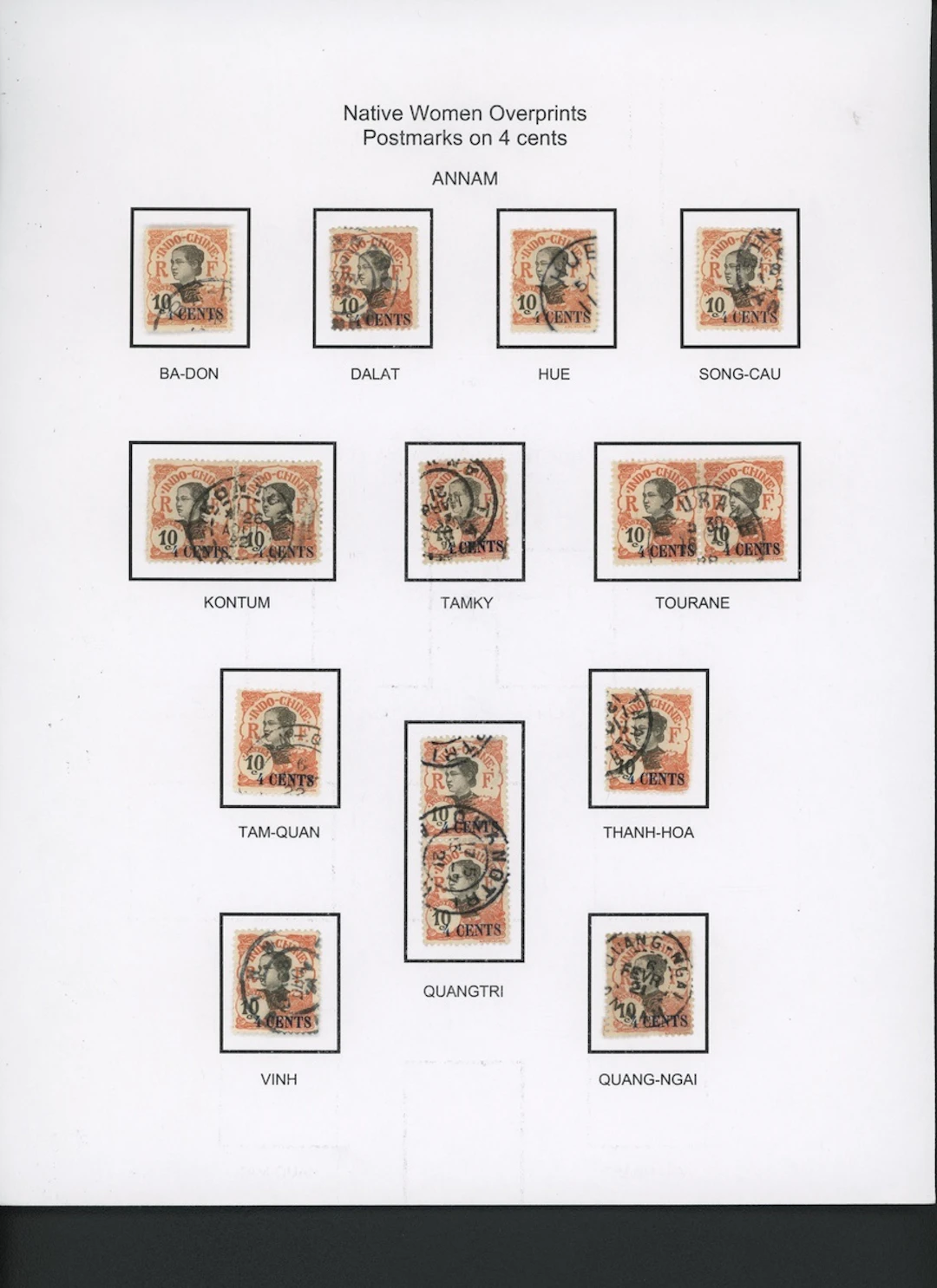 Indo-China French Indo-Chinese Post Office 1919 Native Women overprinted issue