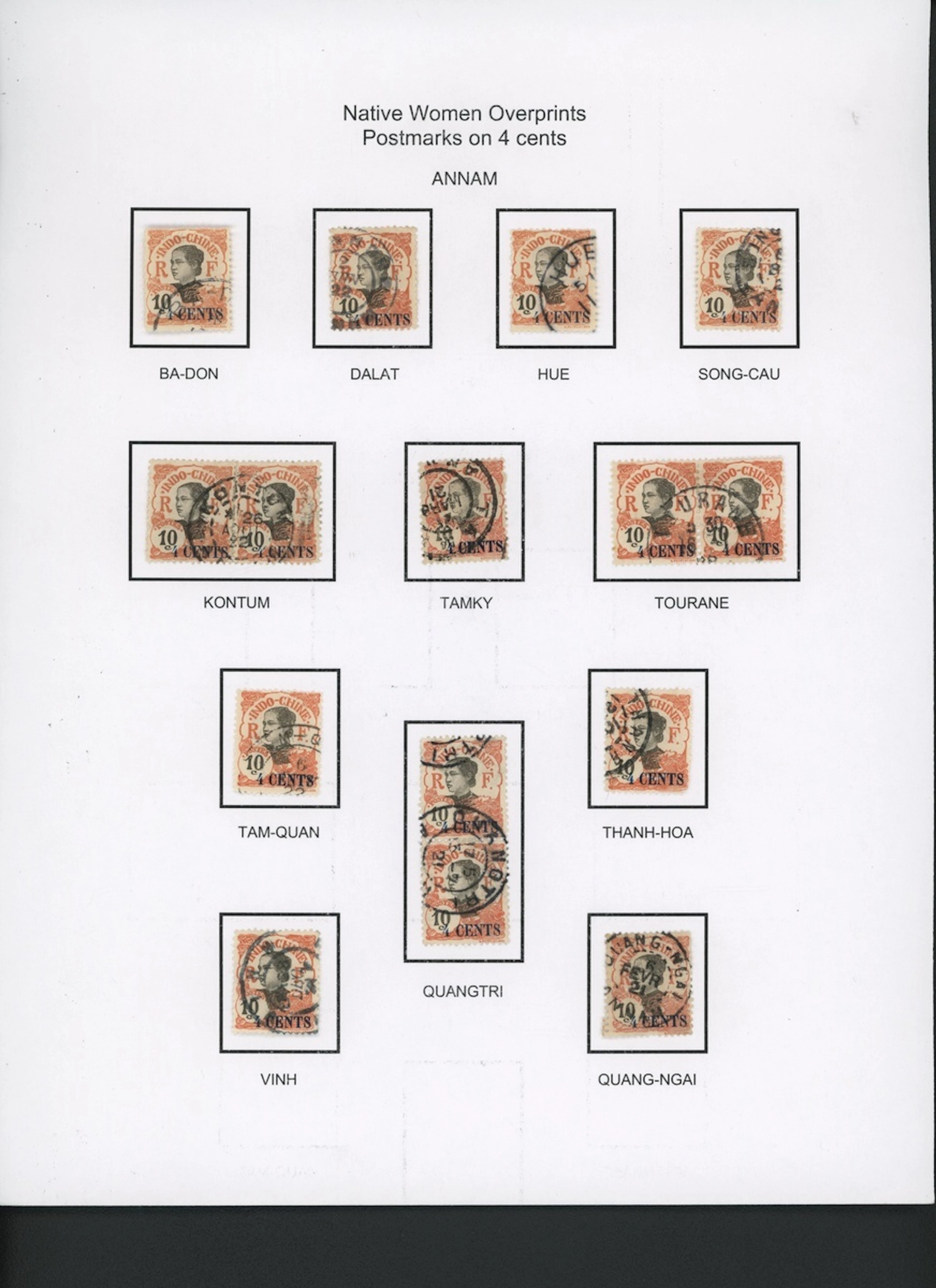 Indo-China French Indo-Chinese Post Office 1919 Native Women overprinted issue