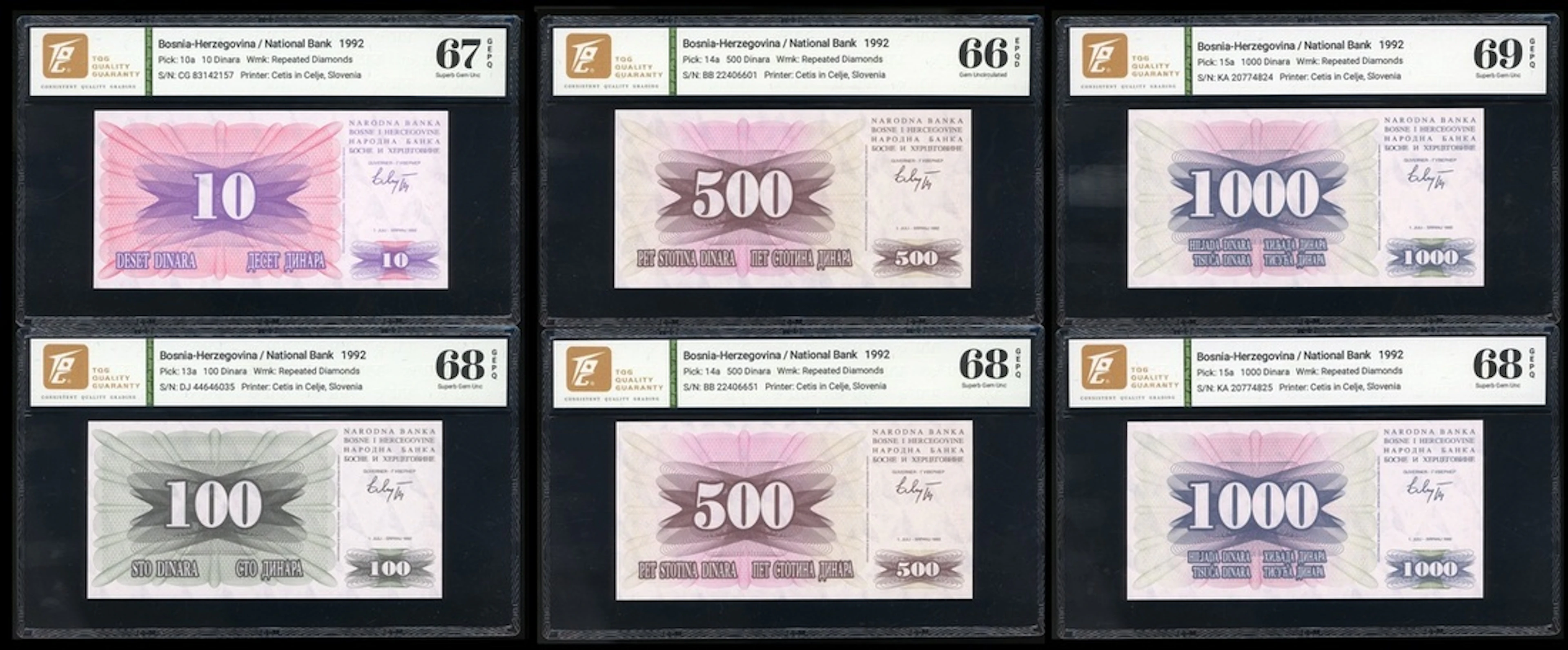 National Bank of Bosnia and Herzegovina, a group of 6x, including