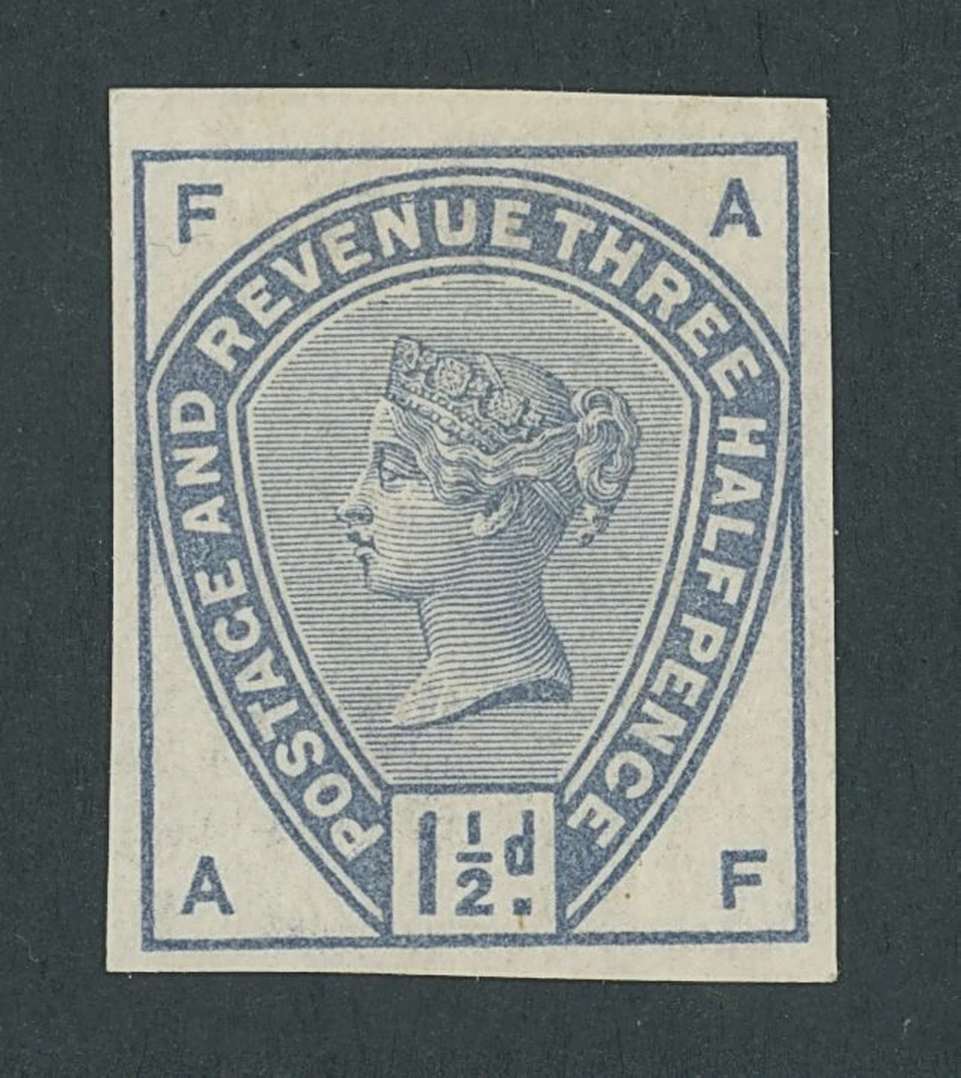 Great Britain 1883 or 1884 1½d. imperforate colour trial in slate-blue