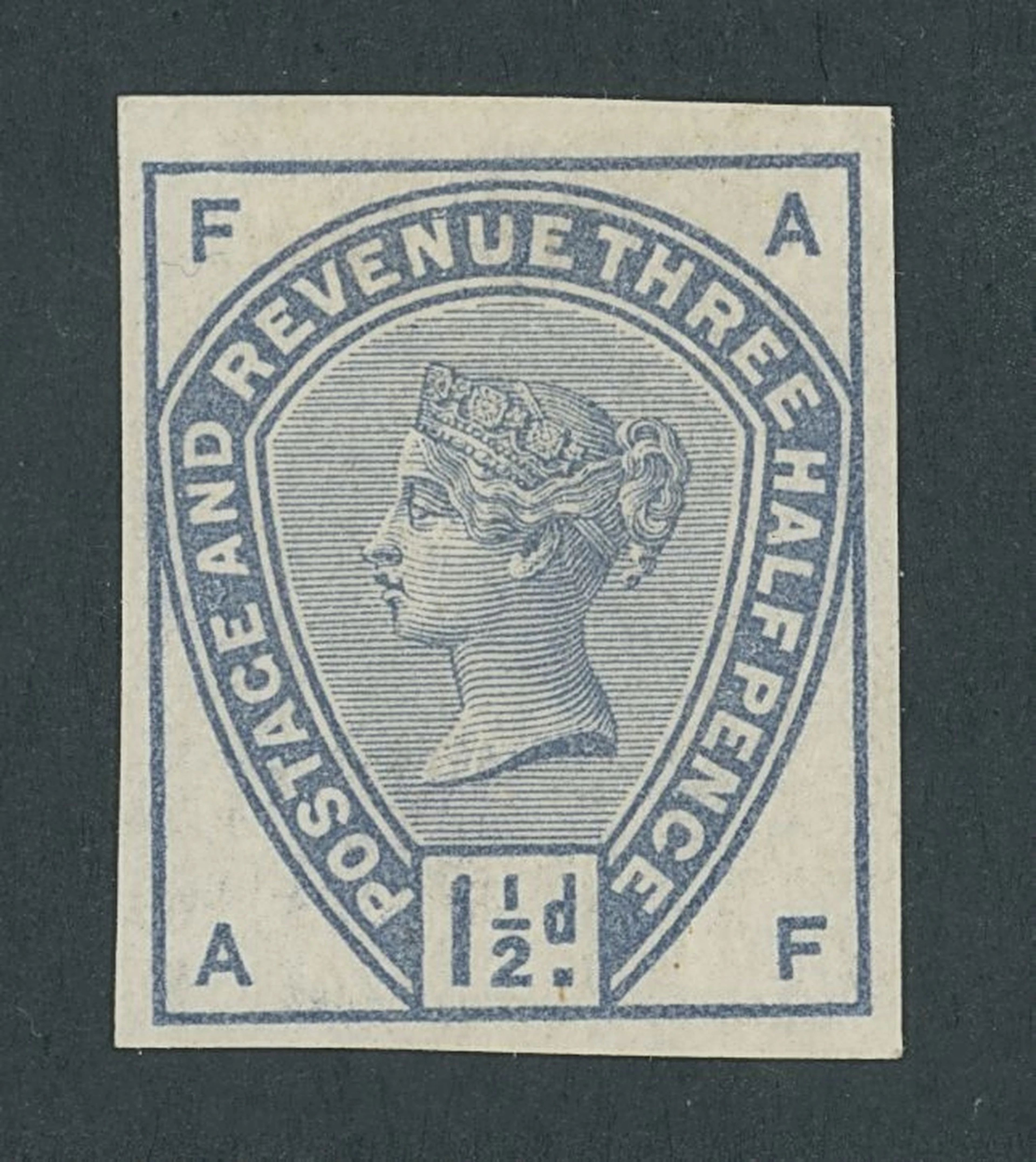 Great Britain 1883 or 1884 1½d. imperforate colour trial in slate-blue